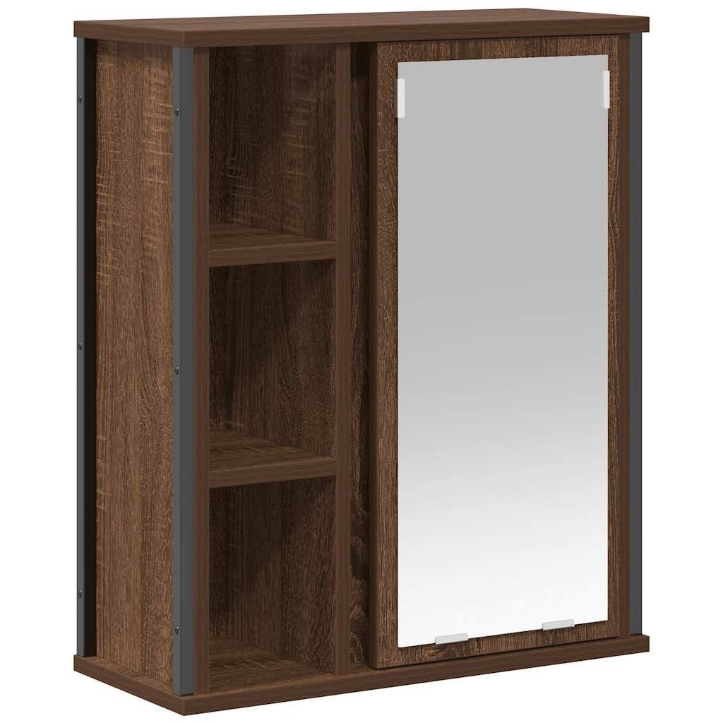vidaXL Badezimmerspiegelschrank Bad-Wandschrank mit Spiegel Braun günstig online kaufen
