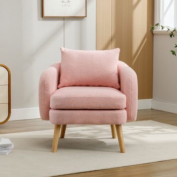 Odikalo Polsterstuhl Sofa-Sessel Einzelsofa Teddy-Samt mit Kissen Freizeitstuhl mehrfarbig