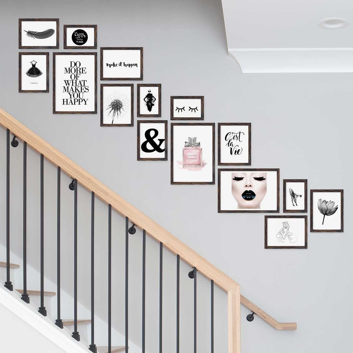 PHOTOLINI Bilderrahmen 15er Set Modern Schmal 10x15 bis 21x30 cm günstig online kaufen