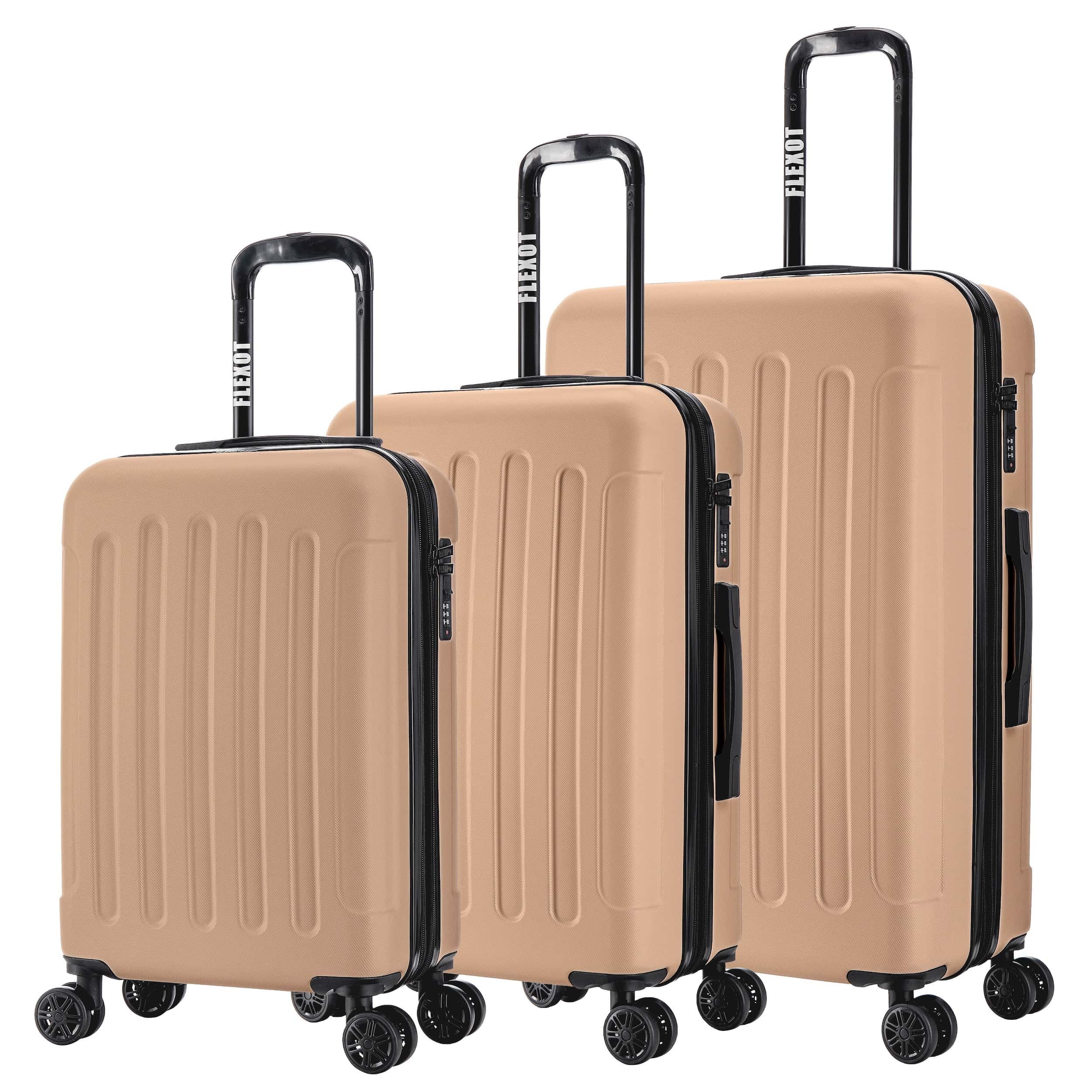 Flexot Hartschalen-Trolley F-3045 (Gr. M, L, XL) – Kofferset – ABS-Hartschale, erweiterbar, 4 Rollen, Robuster und moderner Koffer mit vier 360° Rollen und Zahlenschloss