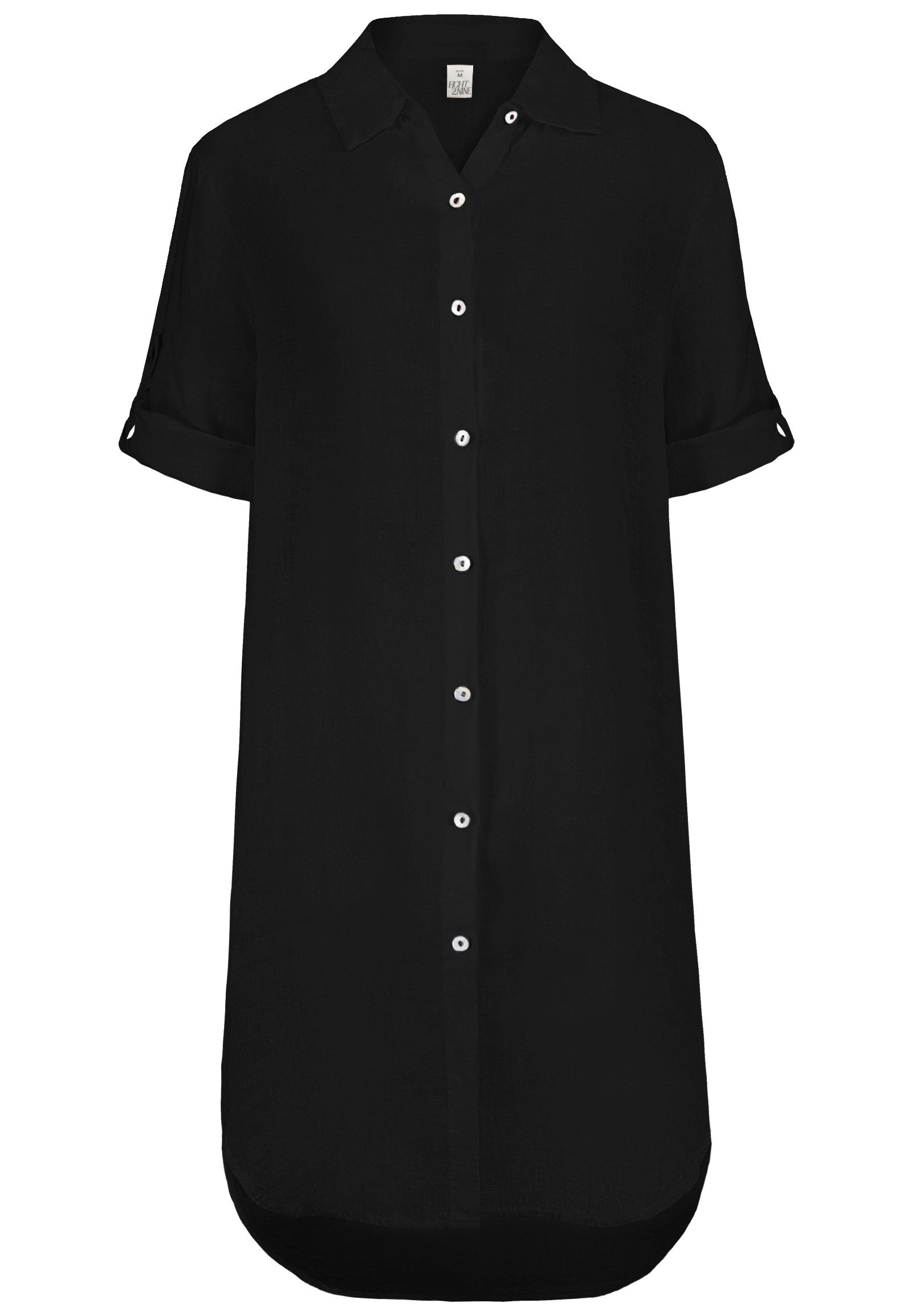 Eight2Nine Shirtkleid Elegantes Design Kurzarm Knopfleiste Gerade Passform (lang, 1-tlg) D62794AG30479_Blouse