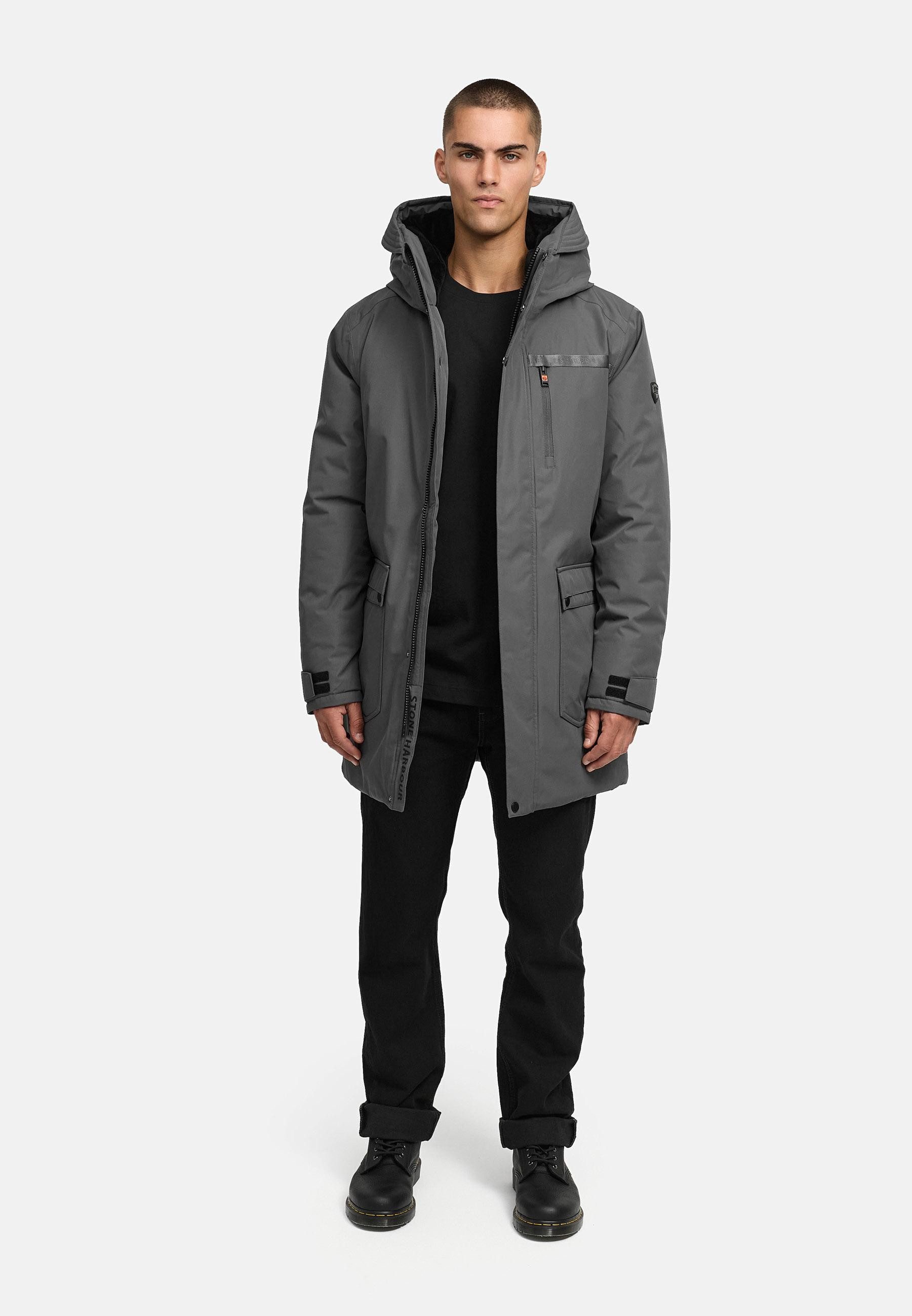 Stone Harbour Wintermantel Netaan XX Herren Kurzmantel mit kuscheliger Kapuze