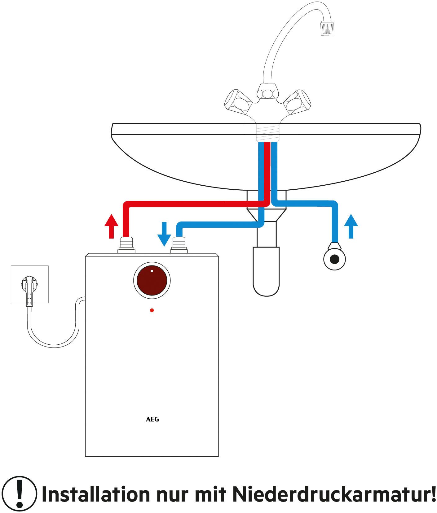 AEG Haustechnik Kleinspeicher Huz 5 DropStop, Untertischboiler 5 Liter, Niederdruck, mit Thermostop, mit Stecker – Bild 5 von 5