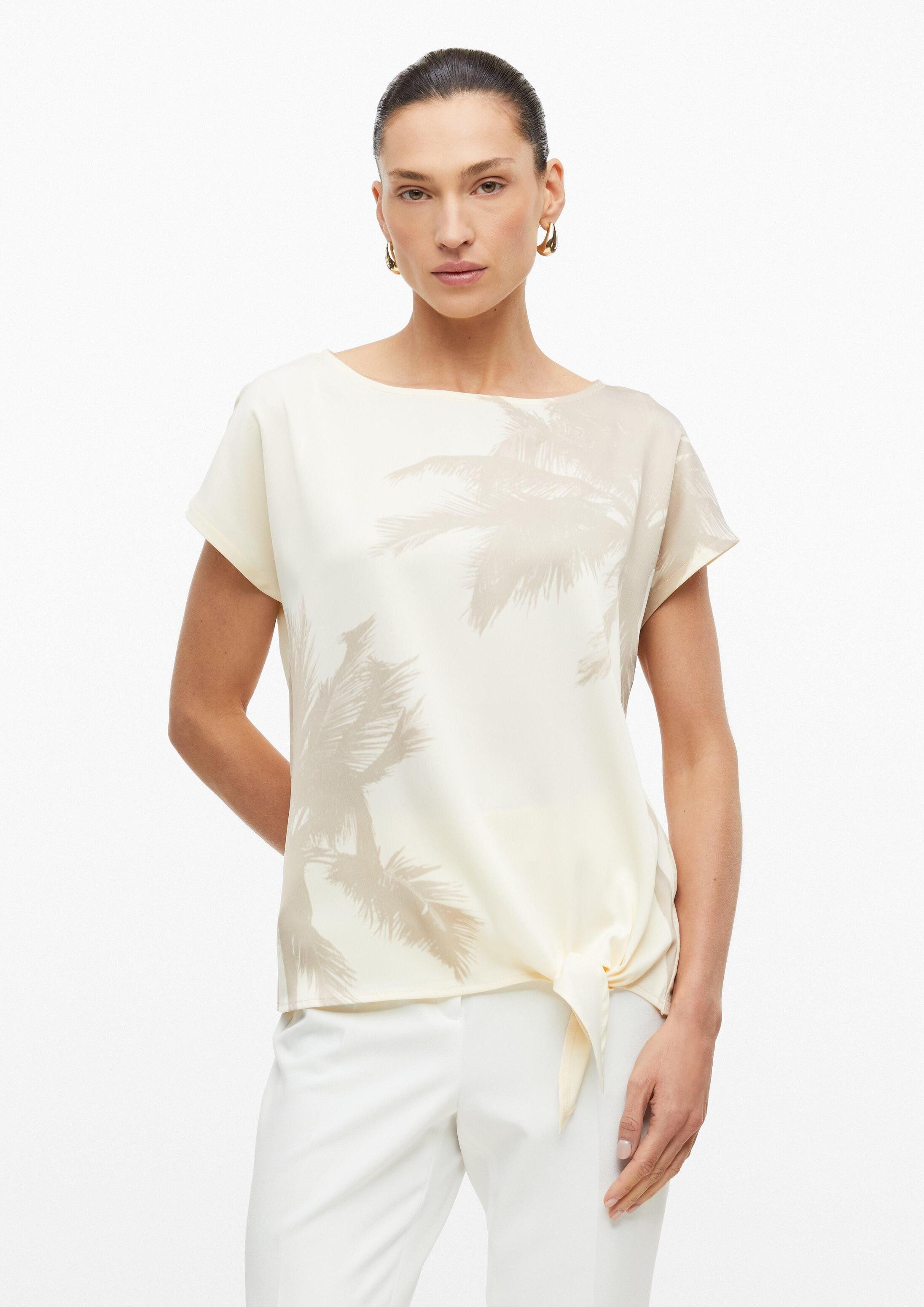 s.Oliver Kurzarmshirt T-Shirt T-Shirt aus Viskosemix mit Knotendetail am Saum