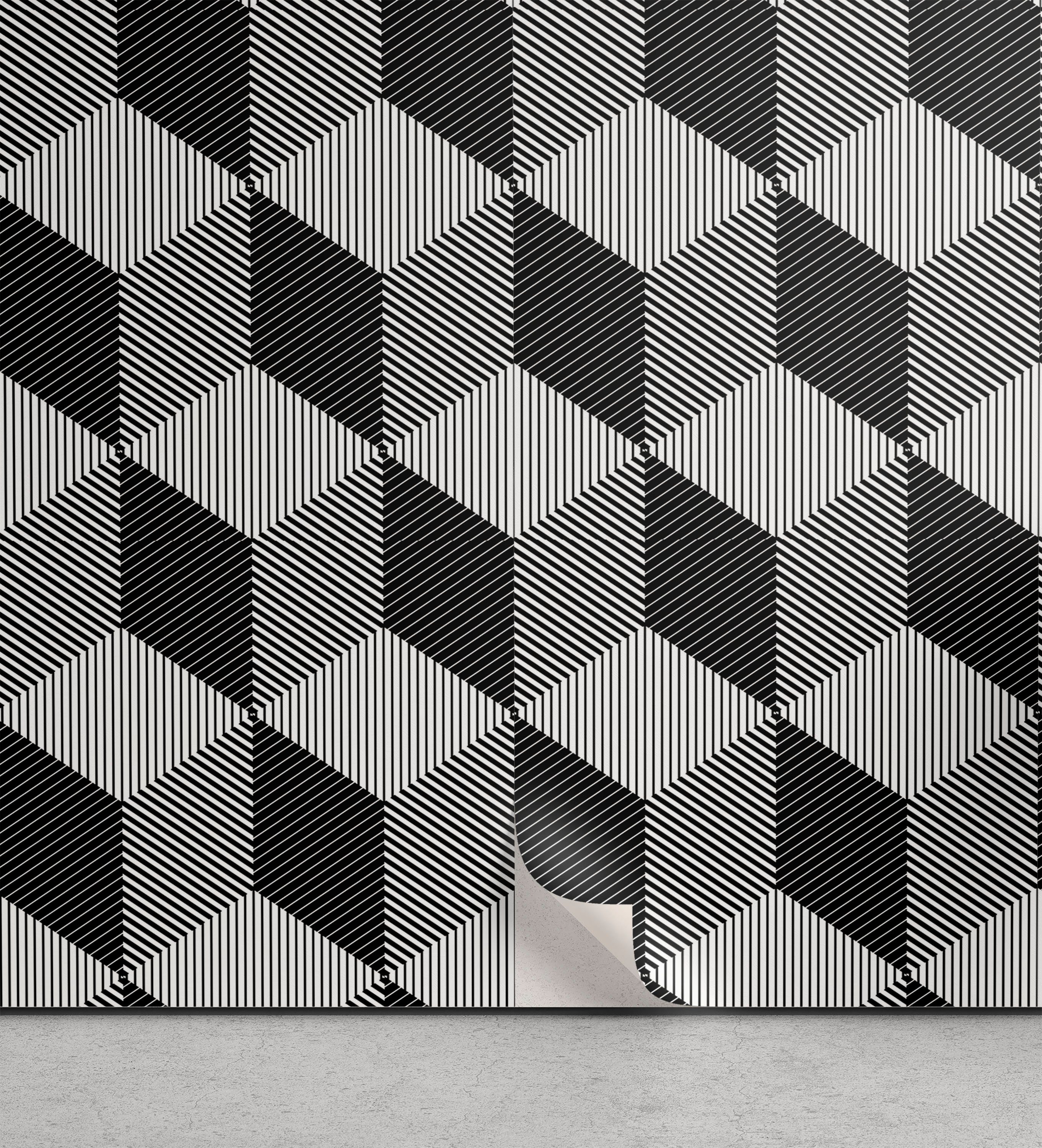 monochrome Cube weiß Abakuhaus Schwarz und selbstklebendes Wohnzimmer Vinyltapete Küchenakzent,