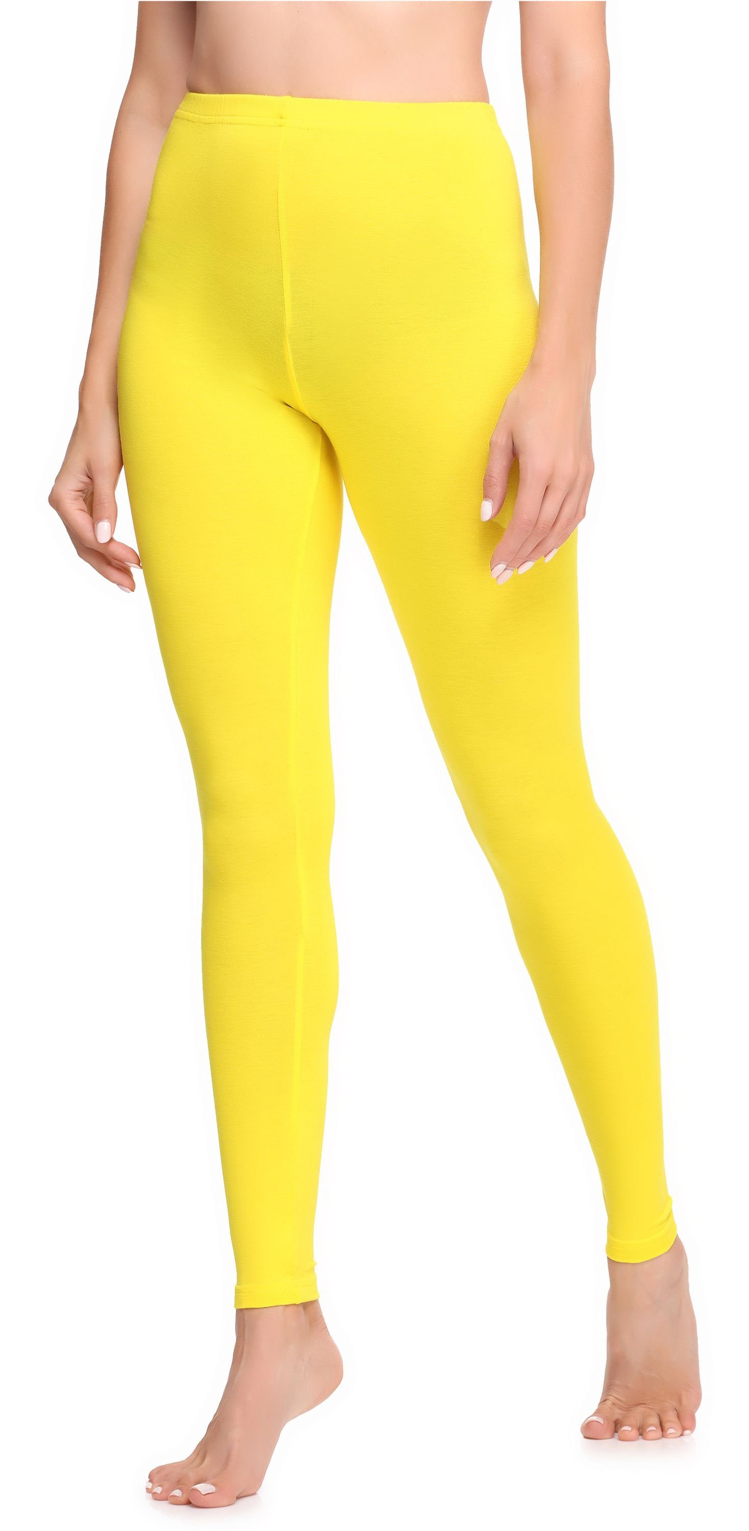 Ladeheid Leggings Damen Lange Leggings aus Baumwolle LA40-133 (1-tlg) elastischer Bund Gelb