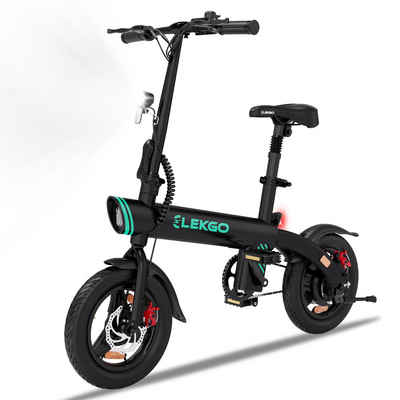 ELEKGO E-Bike 14 Zoll Elektrofahrrad mit 280,8Wh Akku City E bike maximal 40km, 1 Gang, Heckmotor, (Mit Ladegerät, Werkzeug, Pumpe, Schloss), max. 25km/h für Erwachsene