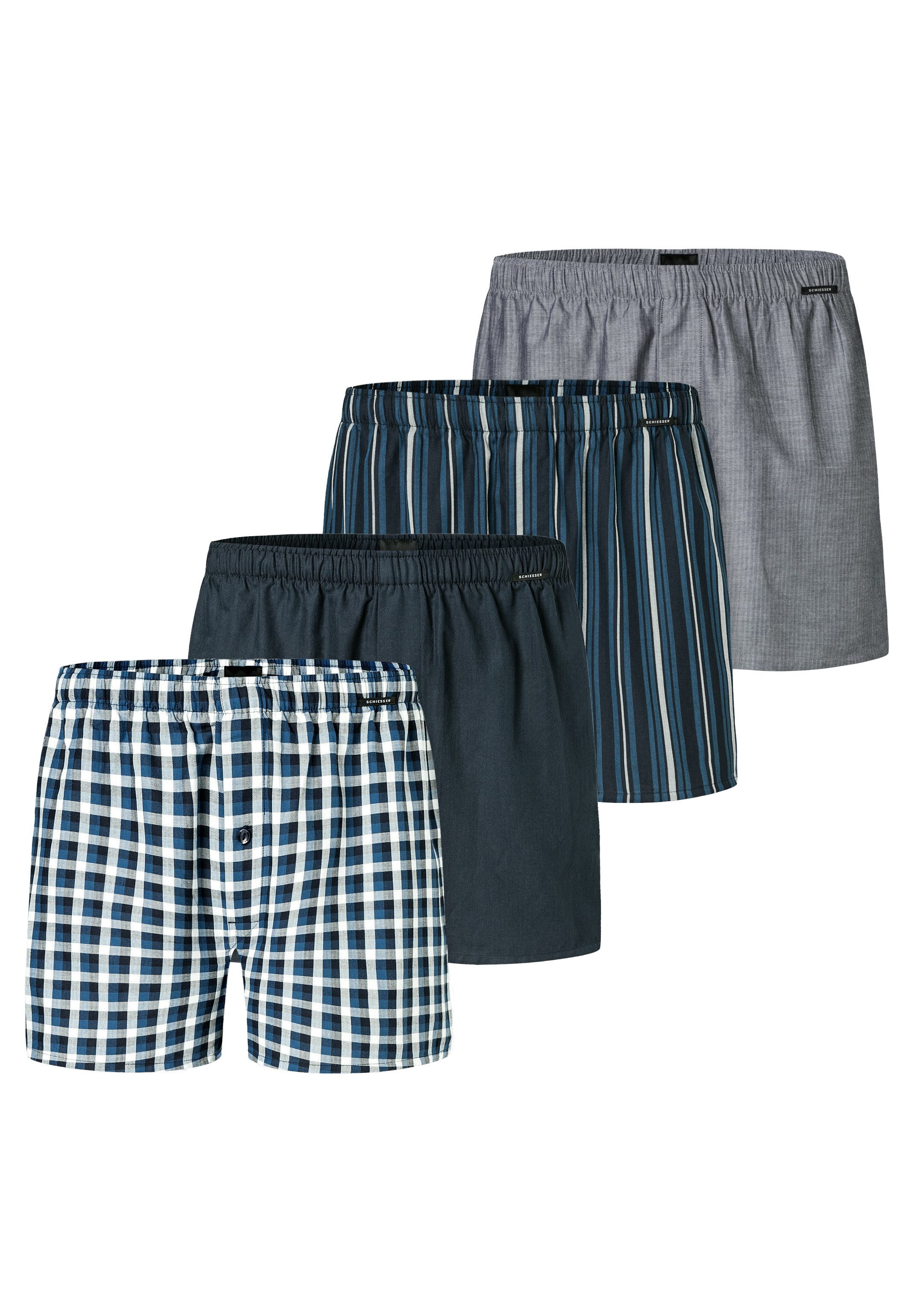 Schiesser Boxershorts 4er Pack Web (Spar-Set, 4-St) Boxershorts - Baumwolle günstig online kaufen
