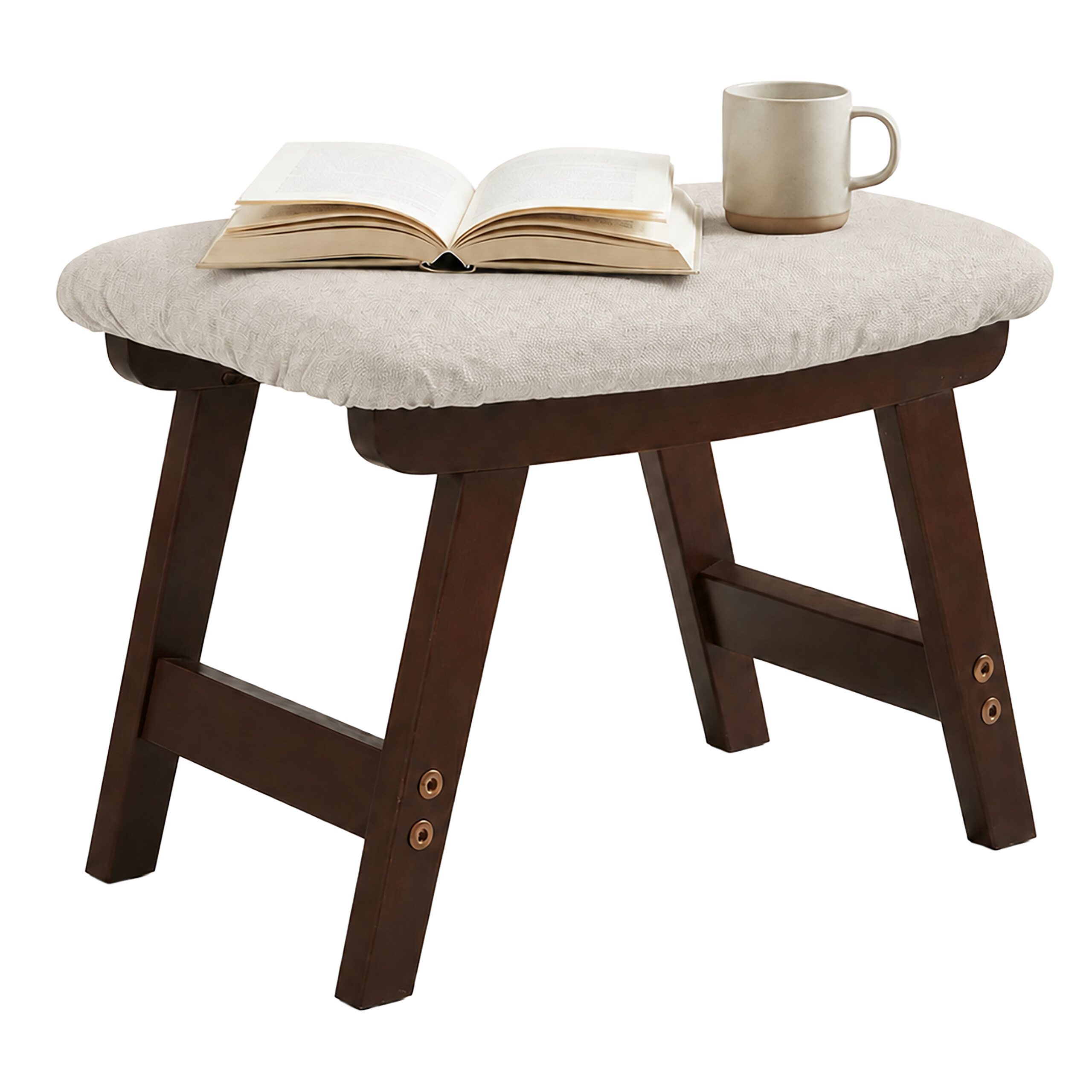 relaxdays Fußhocker Holz & Stoff (1 St), Beige