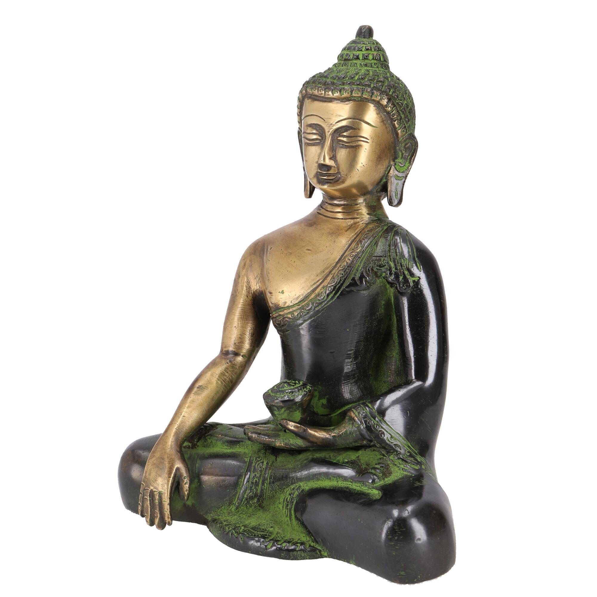 Guru-Shop Buddhafigur Buddha Statue aus Bhumisparsa Mudra Messing 18