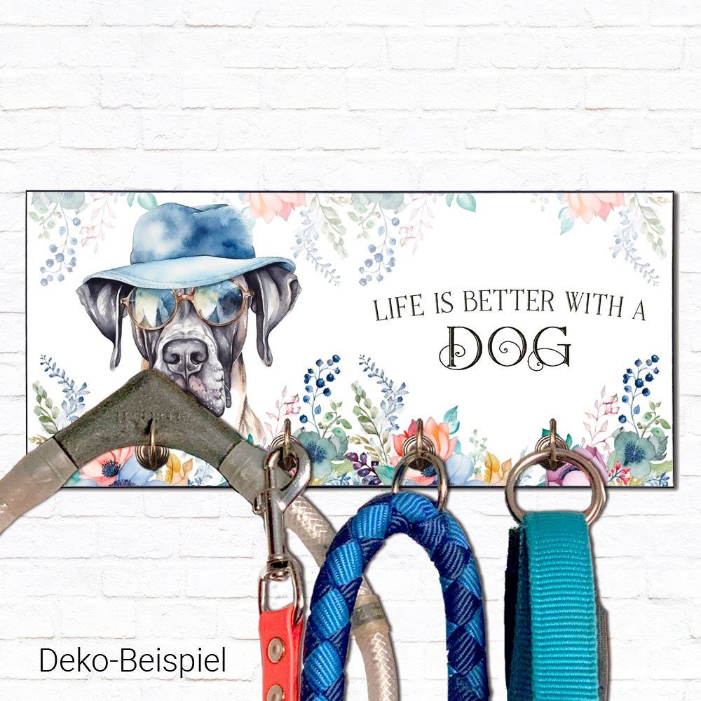 abgeschrägten Hundebesitzer DEUTSCHE 4 mit (Garderobe Wandboard Cadouri Haken), handgefertigt, für MDF, - Hundegarderobe Hundezubehör mit für Ecken, Wandgarderobe DOGGE