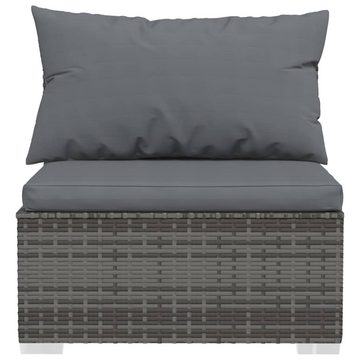 furnicato Garten-Essgruppe 4-Sitzer-Sofa mit Kissen Grau Poly Rattan