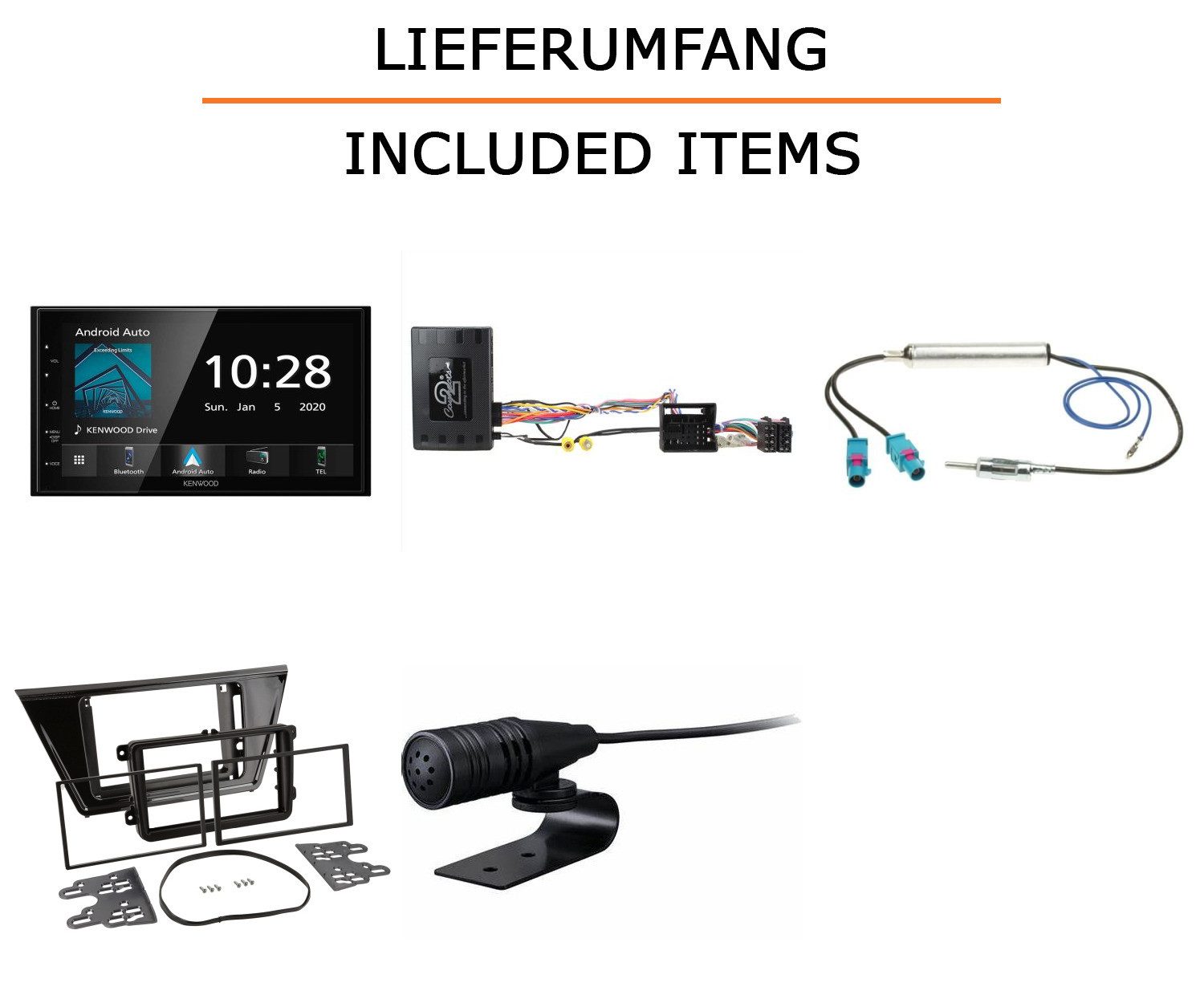 JUST SOUND best choice for caraudio Autoradio Einbauset Kenwood Kenwood DMX5020BTS VW Touran II Autoradio (RDS, AM/FM Radio, Animiertes Display, Bluetooth, Eingebauter Equalizer, Freisprecheinrichtung, Touchscreen, CarPlay, Android, AndroidAuto)