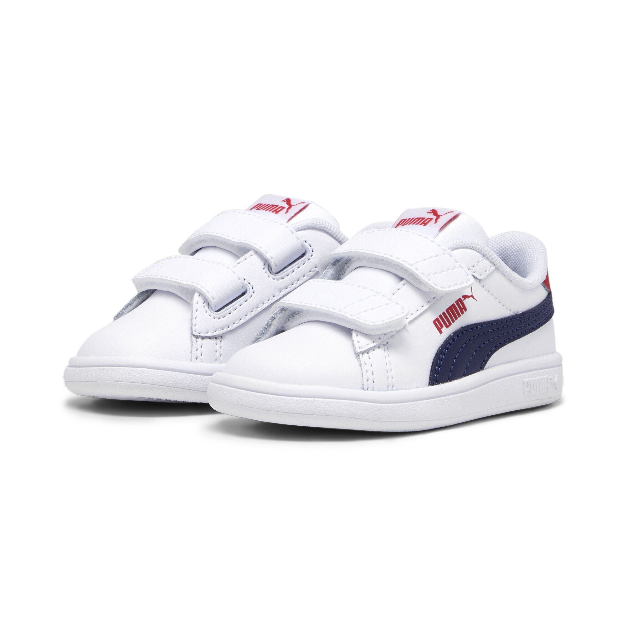 PUMA Smash 3.0 Leather V Sneakers Kinder Sneaker White Navy For All Time Red Blue
