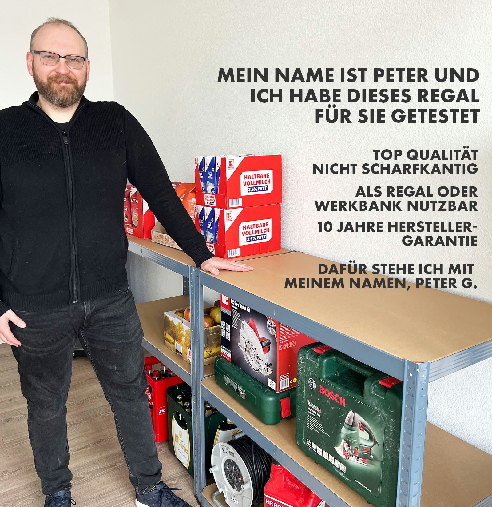 Karat Schwerlastregal Lakota aus Stahl, Belastbar bis 875kg, Aufbau ohne Werkzeug, 5 Böden, Spar-Set 2-tlg., Witterungsbeständig, In- & Outdoor, höhenverstellba – Bild 5 von 5