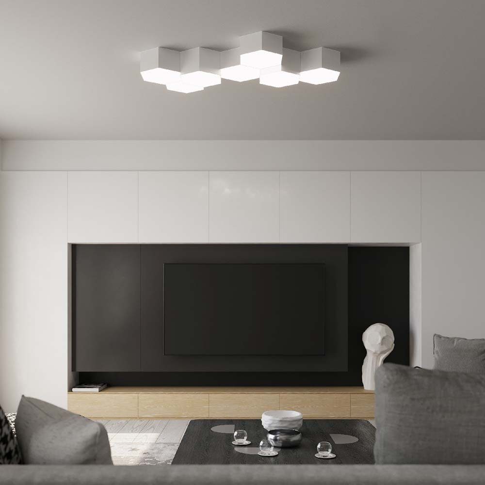 Wohnzimmerleuchte Deckenstrahler, Deckenlampe Leuchtmittel H Weiß Deckenleuchte PVC inklusive, 13,5 cm nicht etc-shop