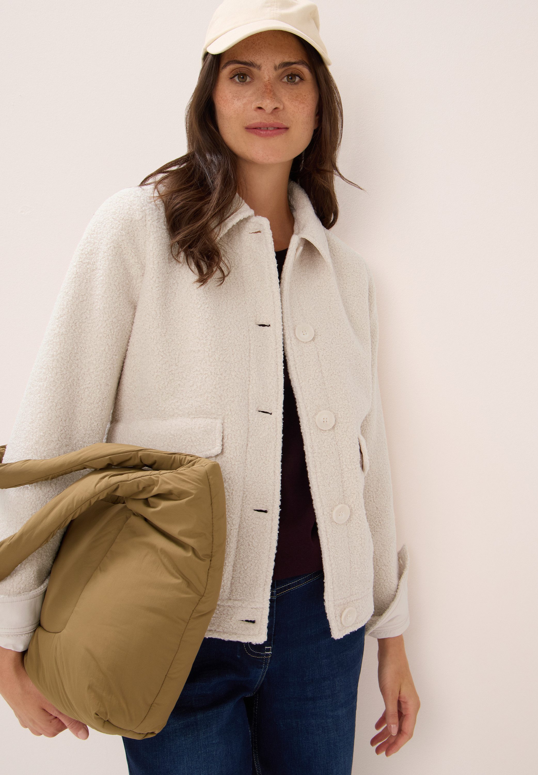 CECIL Fellimitatjacke mit Knopfleiste