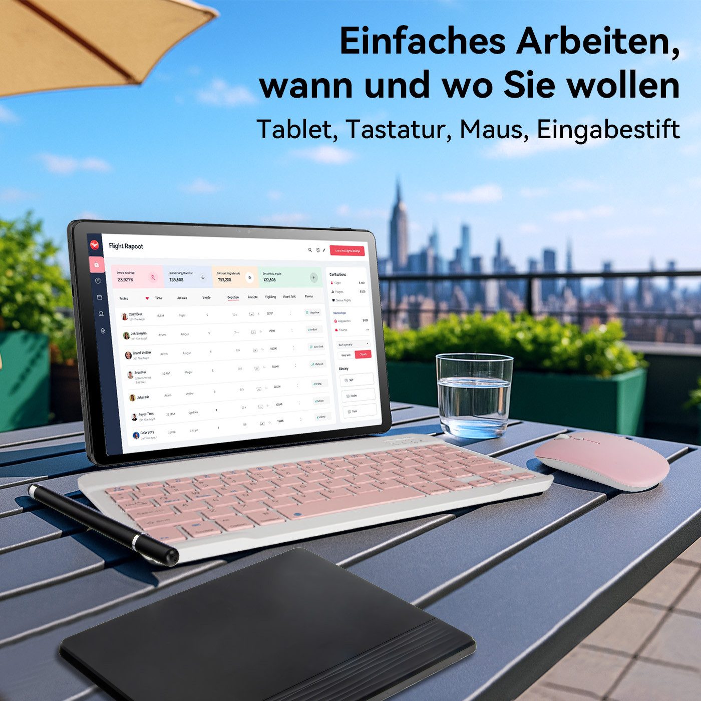 Happybe 11 Zoll Android 15, 128GB 1 TB TF Erweiterbar, HD 1280x800, 6800mAh Tablet (11", 128 GB, Android, 2,4G/5G WiFi, 16(4+12)GB RAM, WiFi 6, Bluetooth 5,3, mit Tastatur, Maus und Stift)