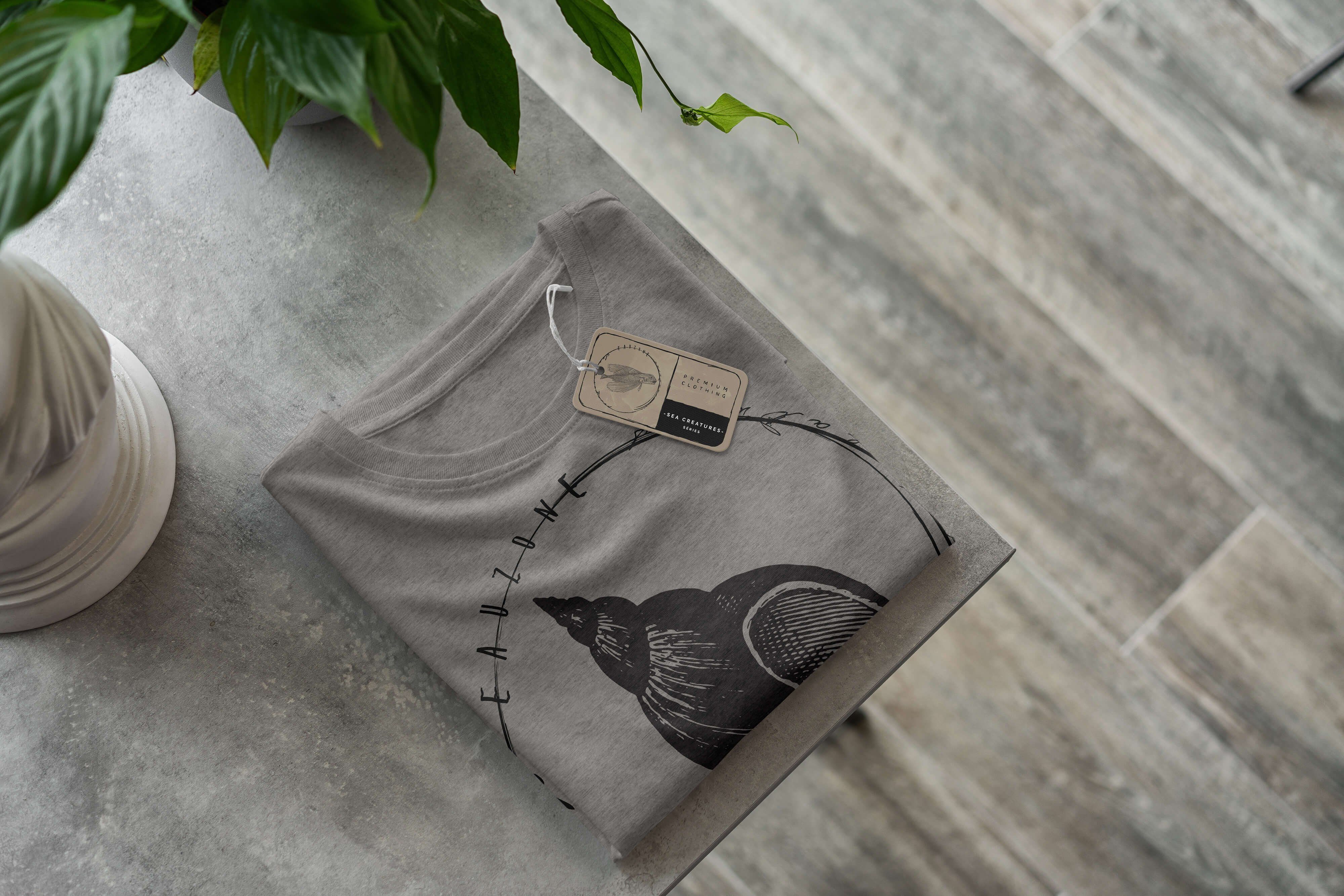 / Sinus T-Shirt Fische T-Shirt und Sea Schnitt feine 032 Ash - Creatures, Art Serie: Tiefsee Struktur Sea sportlicher