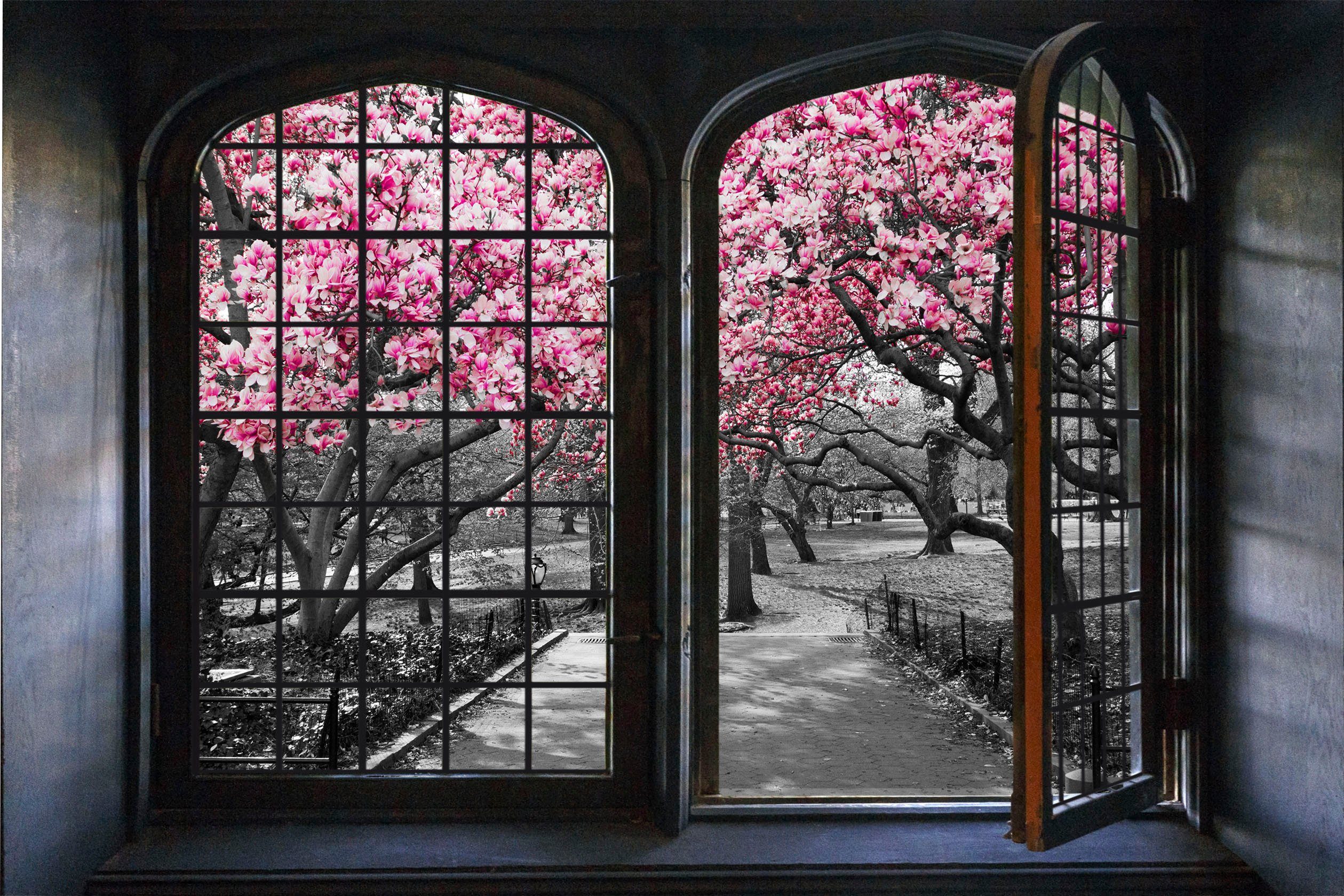 queence Wandsticker Kirschblüten, Wandsticker, Wandbild, selbstklebend, 3D, Fenster