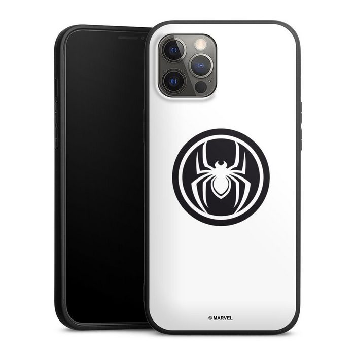 DeinDesign Handyhülle Spider-Man Spider Logo White Apple iPhone 12 Pro Max Silikon Hülle Premium Case Handy Schutzhülle