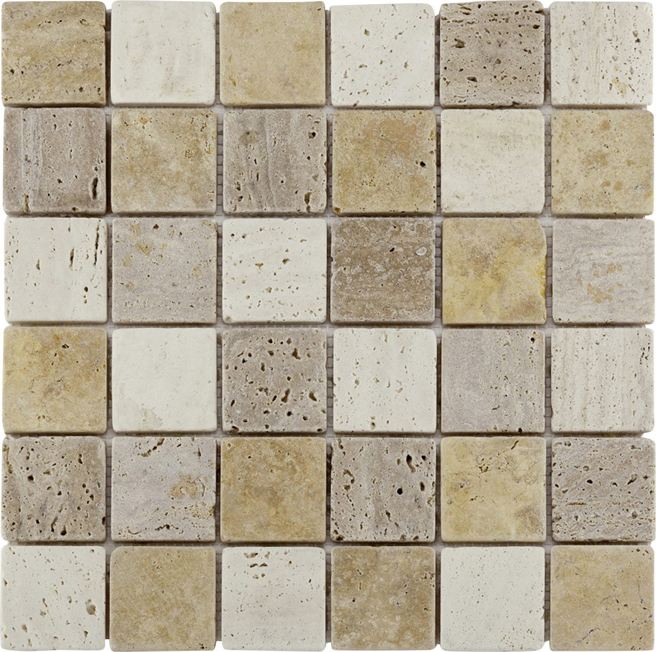 KNG Mosaikfliesen Mosaikfliese Marmor Rustica 30 x 30 cm multicolor, Marmor, Beige Braun