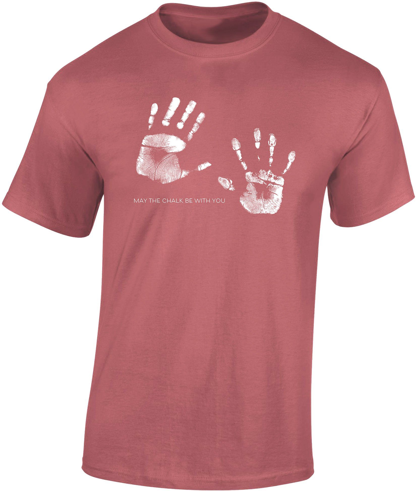 Baddery Print-Shirt Kletter Tshirt: "May the chalk be with you" - T-Shirt Kletter Zubehör, hochwertiger Siebdruck, auch Übergrößen, aus Baumwolle