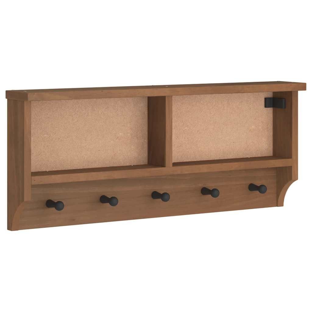 vidaXL Garderobenständer Wandgarderobe SANDNES 87x12x35 cm Massivholz Kiefer, (1 St)