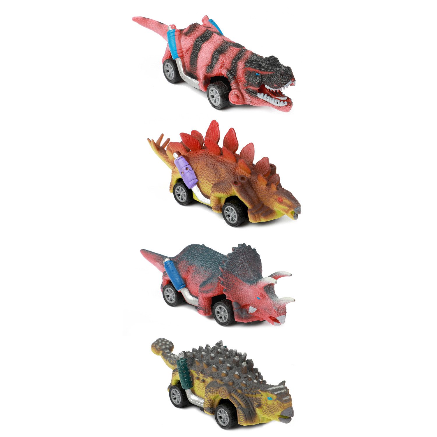 Toi-Toys Modellauto Dinosaurier Spielzeugautos mit Rückzugmotor im 4er Set