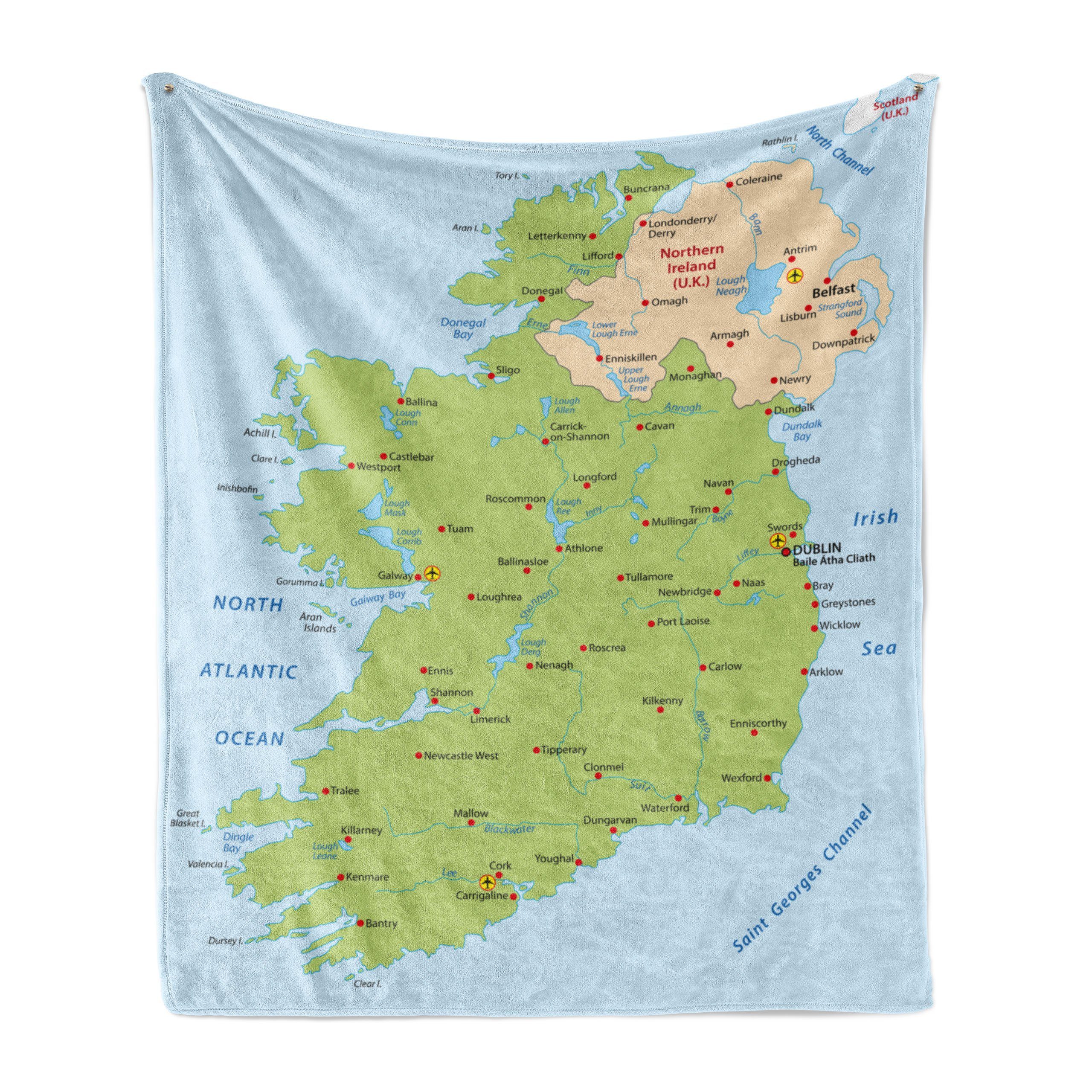 Wohndecke Gemütlicher Plüsch für den Innen- und Außenbereich, Abakuhaus, Irland Karte Irish Region Europa