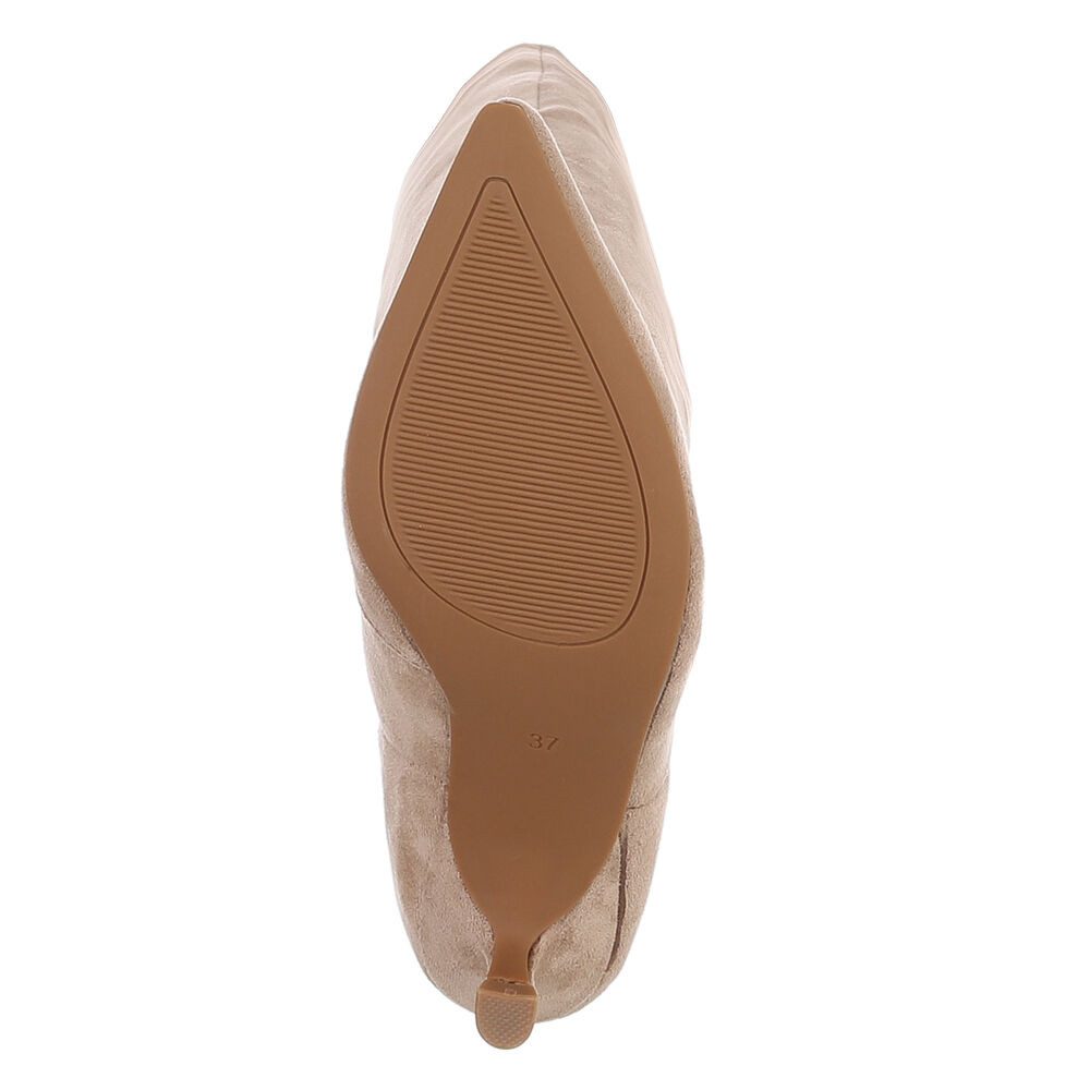 Ital-Design Elegante Damenstiefel mit schmaler Schuhspitze für Herbst/Winter Overkneestiefel (90851694) Pfennig-/Stilettoabsatz Stiefel in Hellbraun