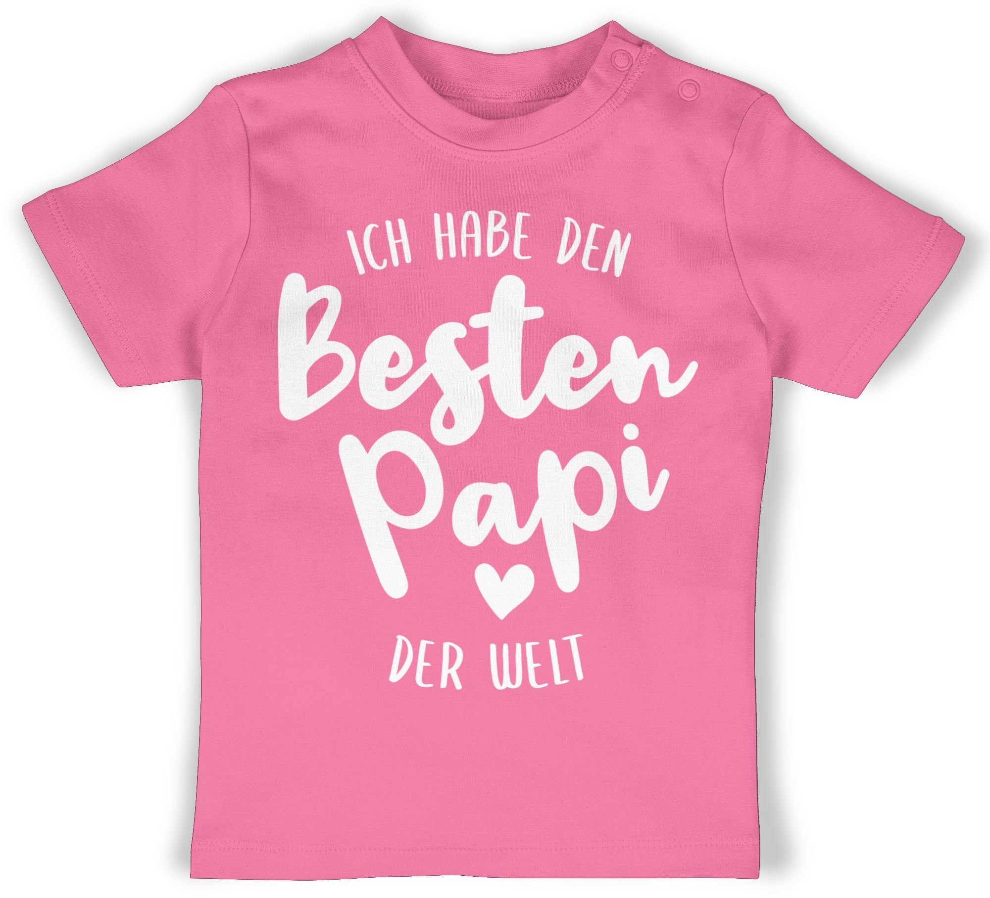 Shirtracer T-Shirt Ich habe den besten Papi der Welt Strampler Baby Mädchen & Junge 3 Pink
