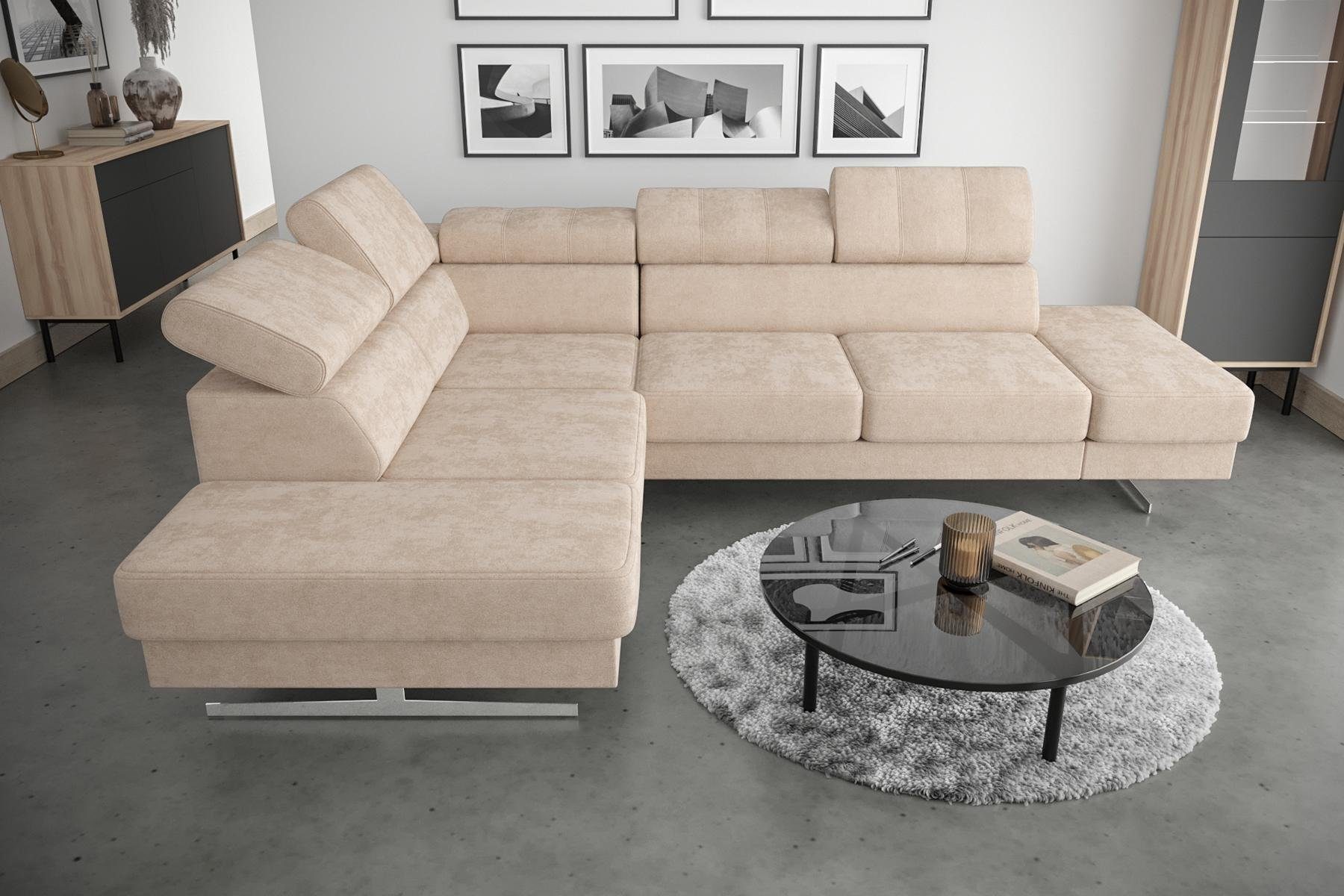 JVmoebel Ecksofa, Luxus Möbel Ecksofa L Form Couch Design Polsterung Textil Sofa Beige