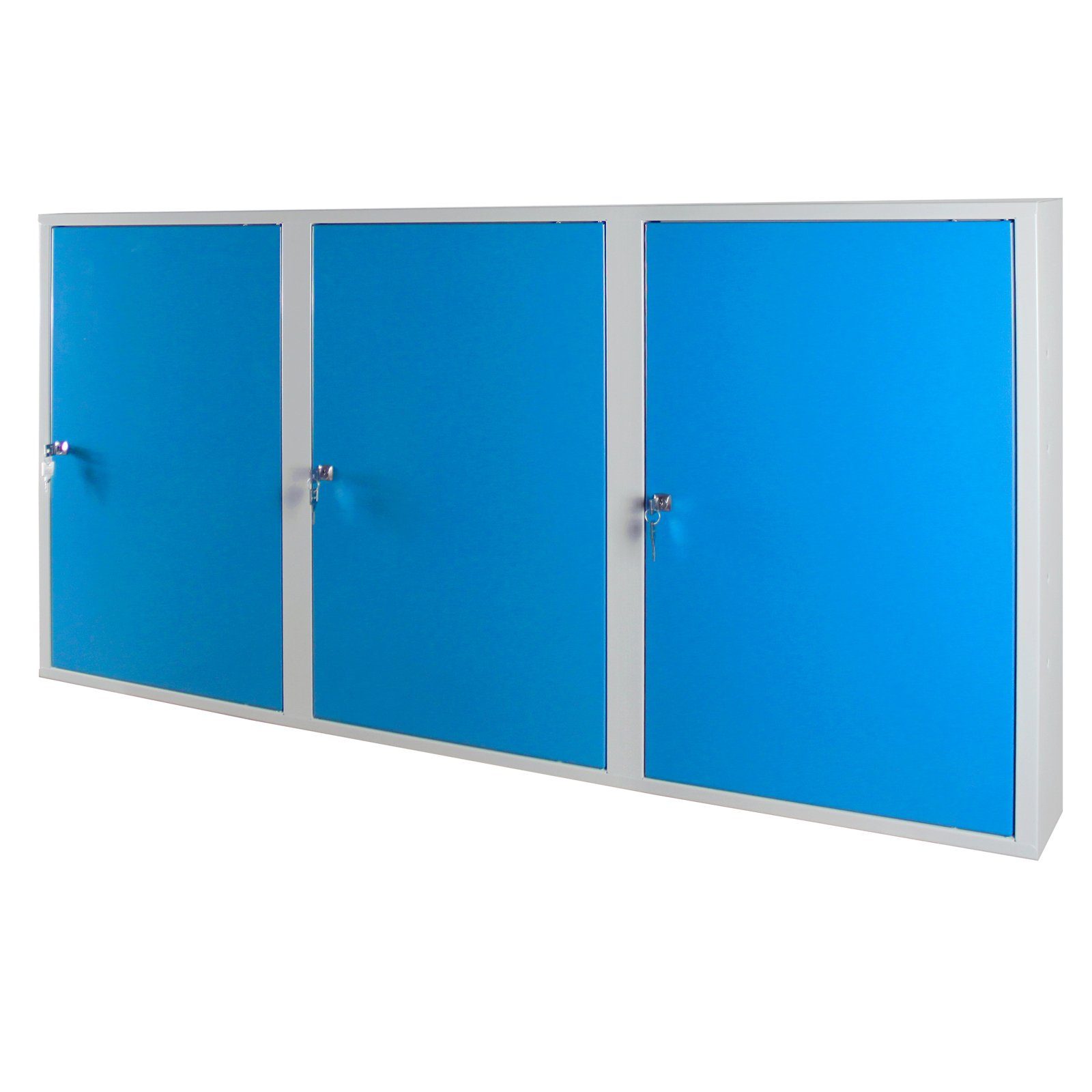 HxBxT Werkzeugschrank PROREGAL® Lichtblau 4 Türen + mit Werkzeugwandschrank 3 Grau 75x150x20cm, Fachboden,