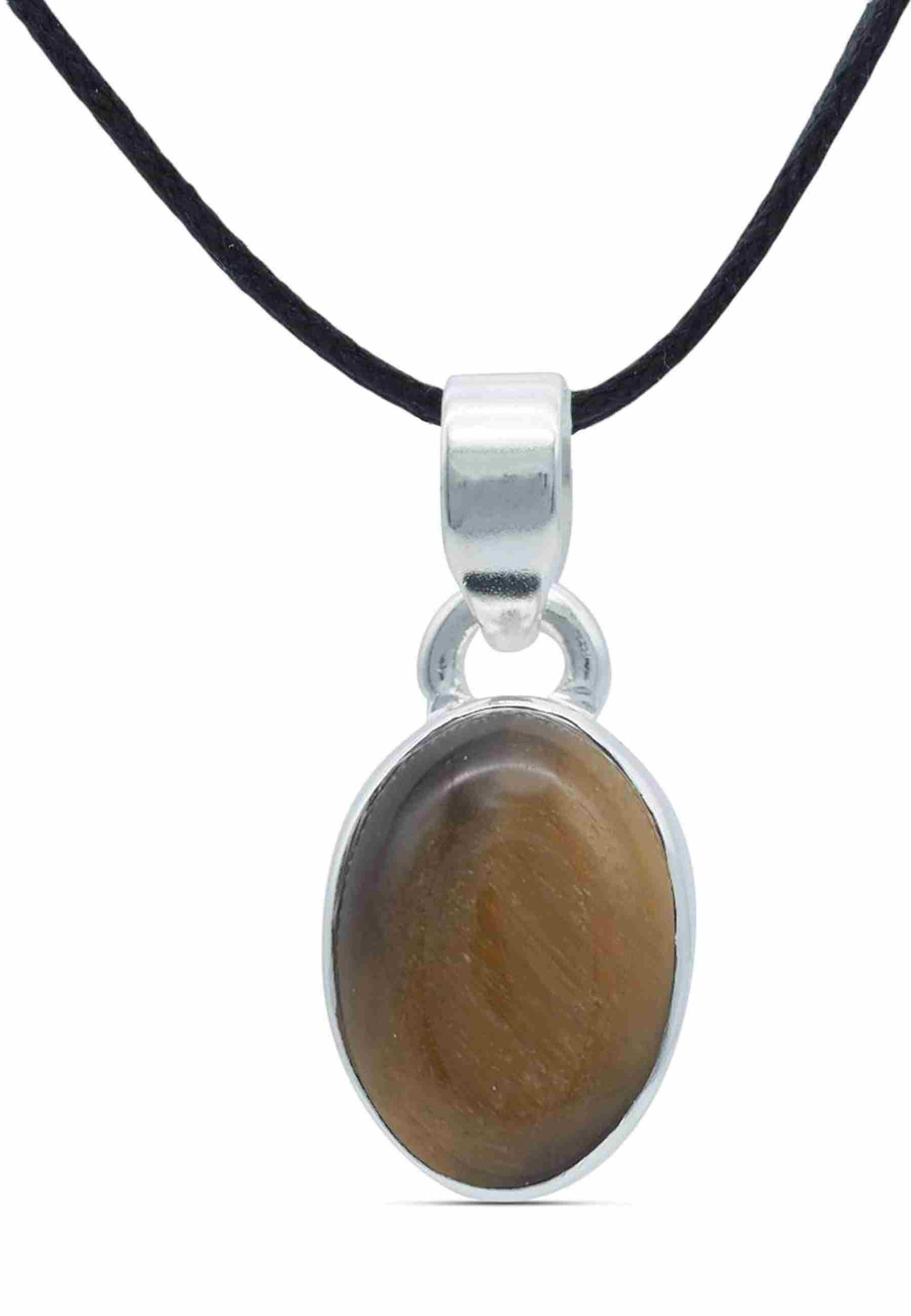 mantraroma Кулоны SAMA oval aus 925 Silber mit Tigerauge (Kettenanhänger am Baumwollband im Schmuckbeutel), 925 Sterling Silber Кулоны für Damen