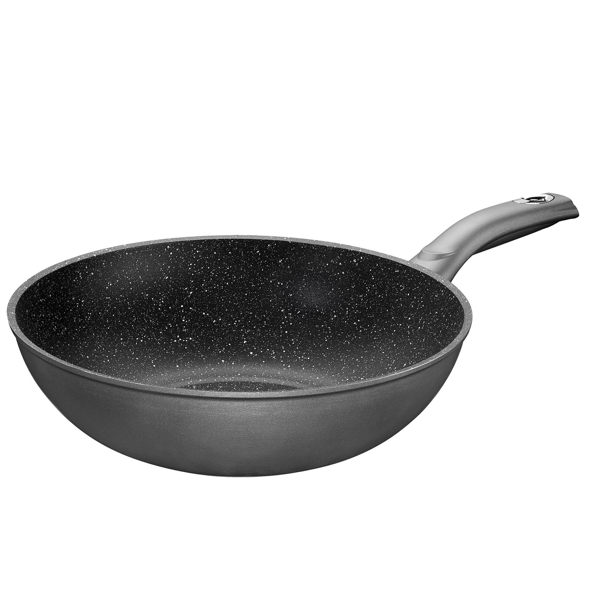 STONELINE Wok, Aluminium (1-tlg), mit echten Steinpartikeln, induktionsgeeignet, Made in Germany Grau