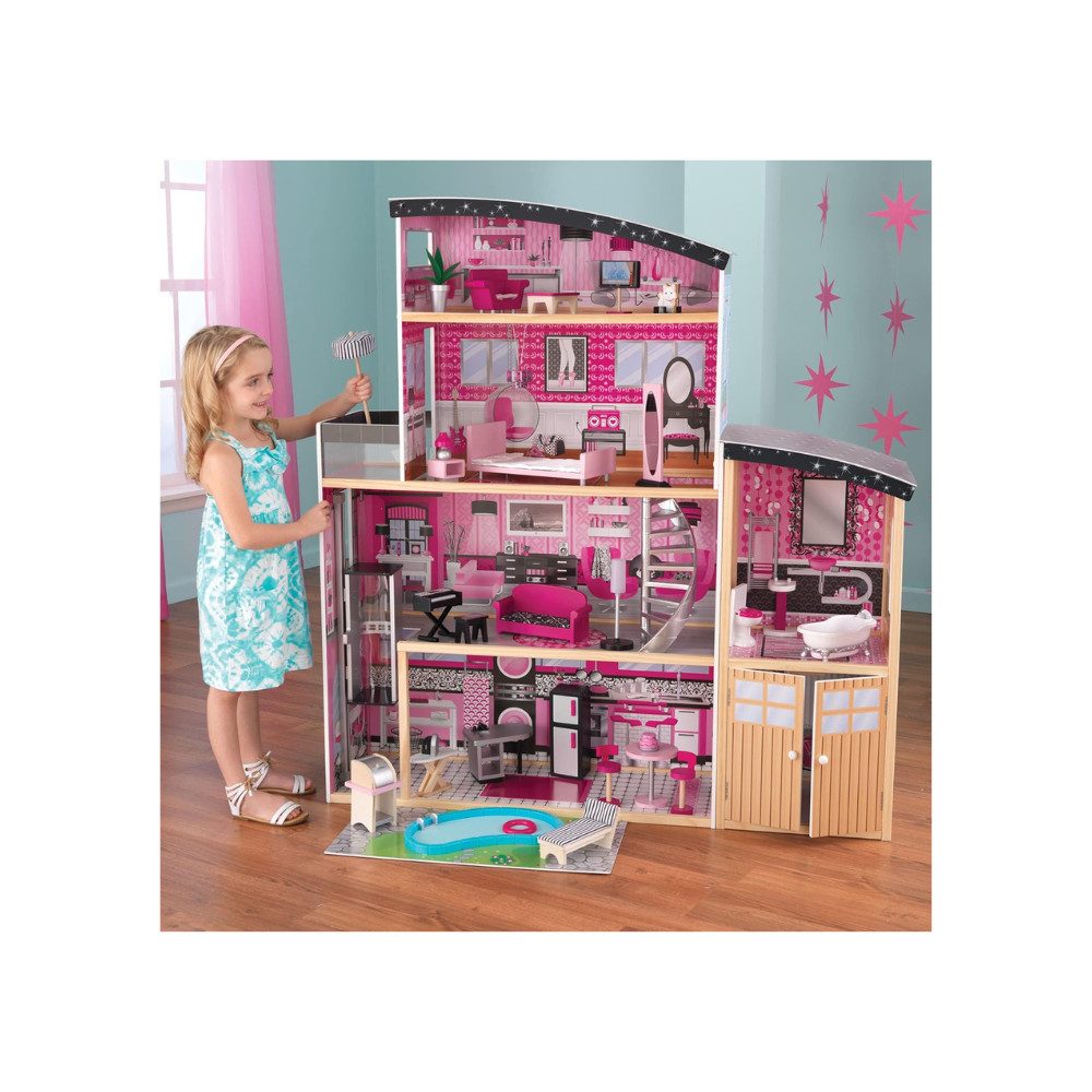 KidKraft® Puppenhaus KidKraft Sparkle Mansion Puppenhaus aus Holz mit Zubehör, (1-tlg)