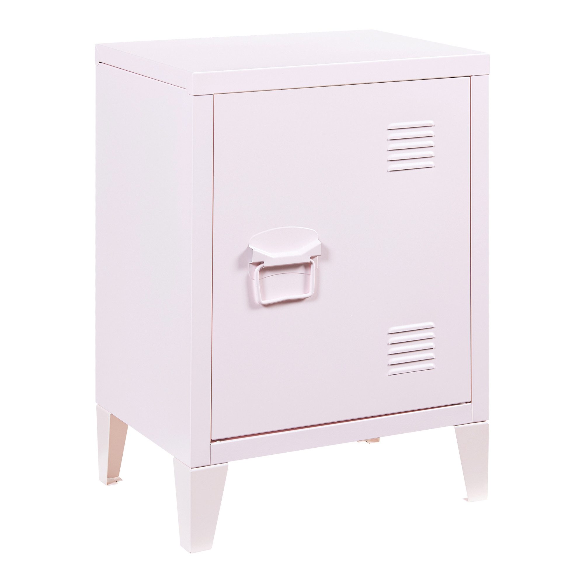en.casa Nachtschrank (1-St) »Inari« mit Türgriff links Stahl 57 x 40 x 30 cm Rosa