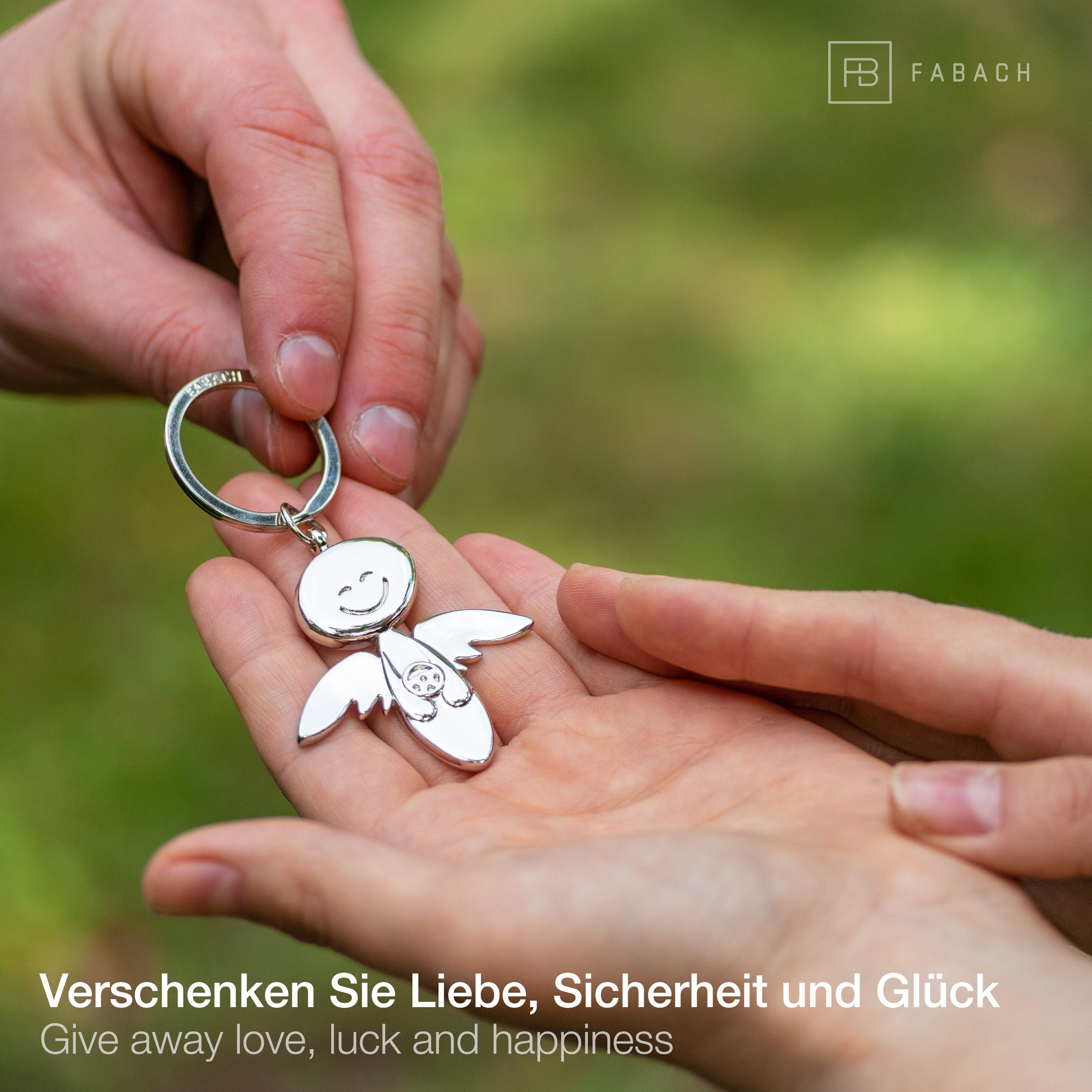 - FABACH Schutzengel Glücksbringer Geschenk Autofahrer Schlüsselanhänger mit Lenkrad Smile Roségold