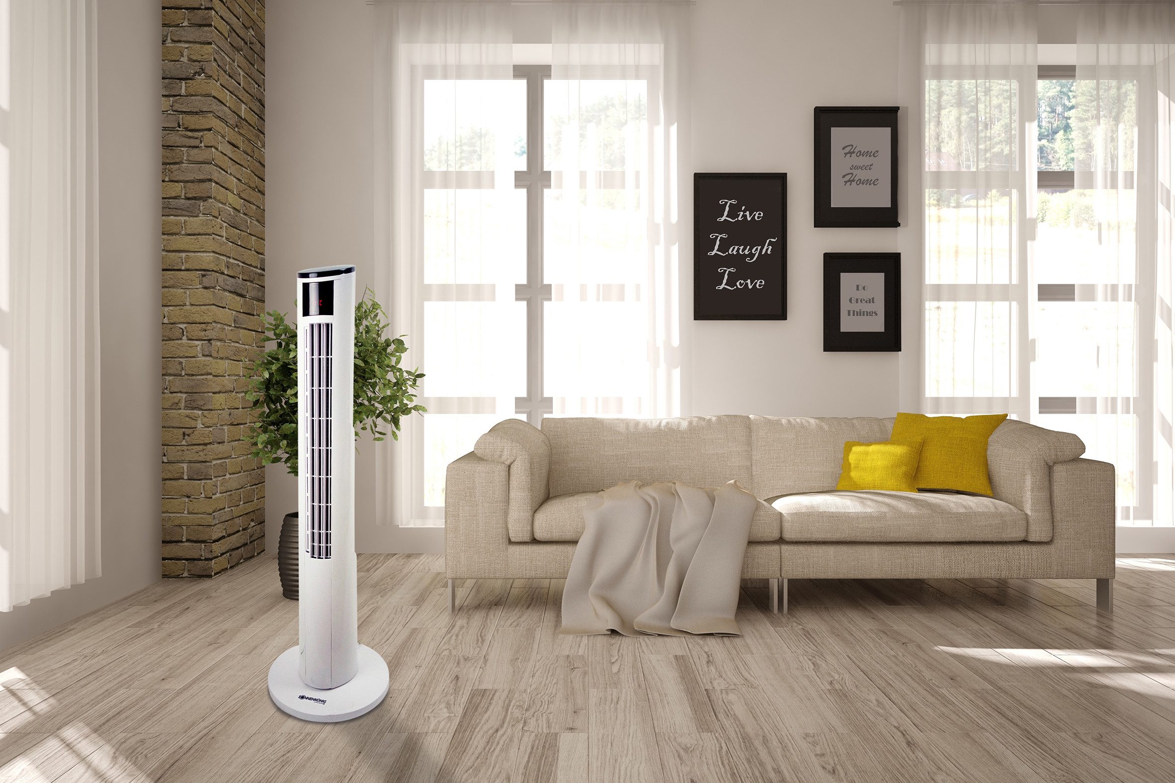 Sonnenkönig Turmventilator Air Fresh 9, Fernbedienung, 4 Stufen, 0.16L/24h, 1-8h Timer, Touch-Funktion, automatische Oszillation