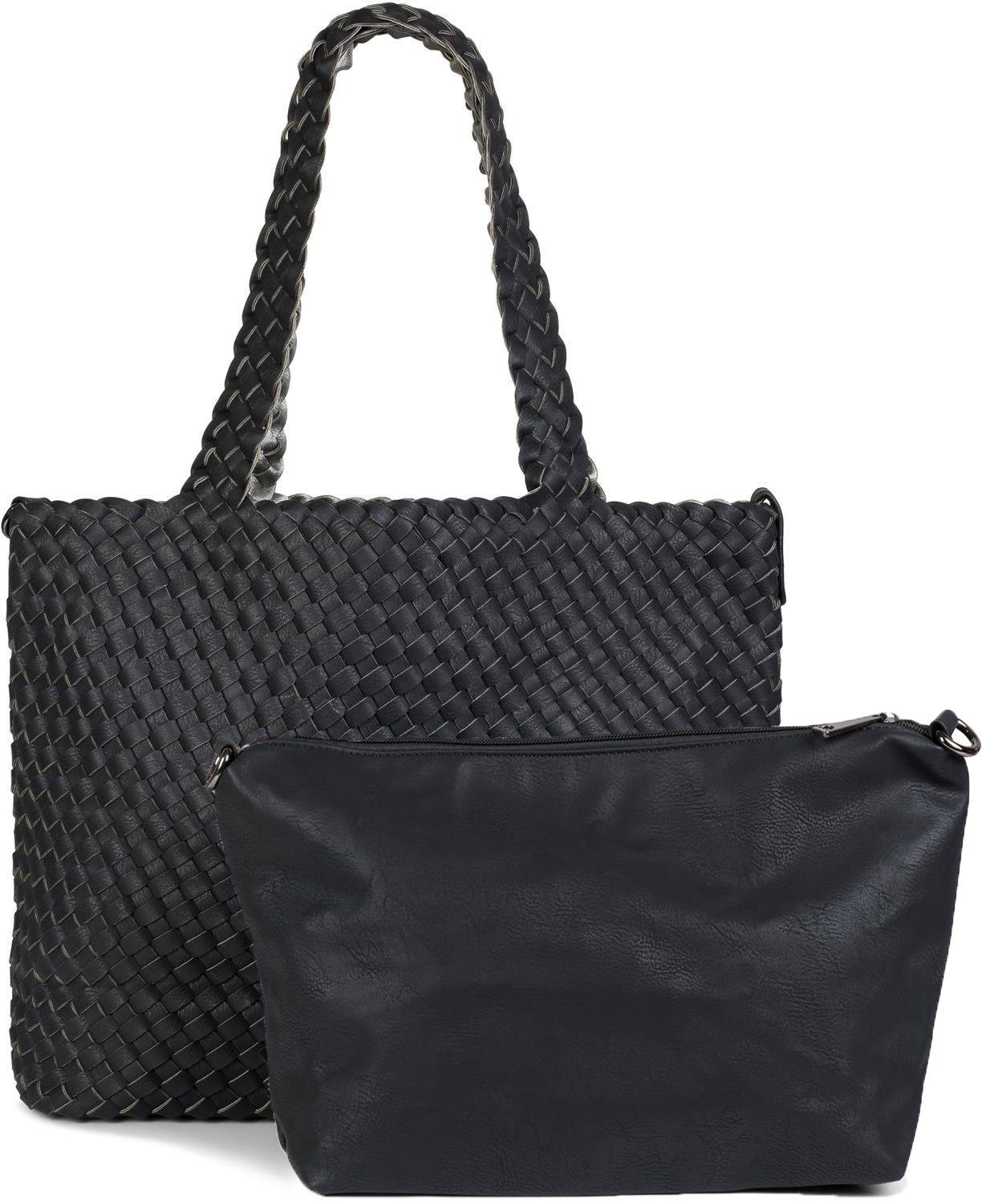 styleBREAKER Schultertasche Große XXL Wendetasche geflochten günstig online kaufen