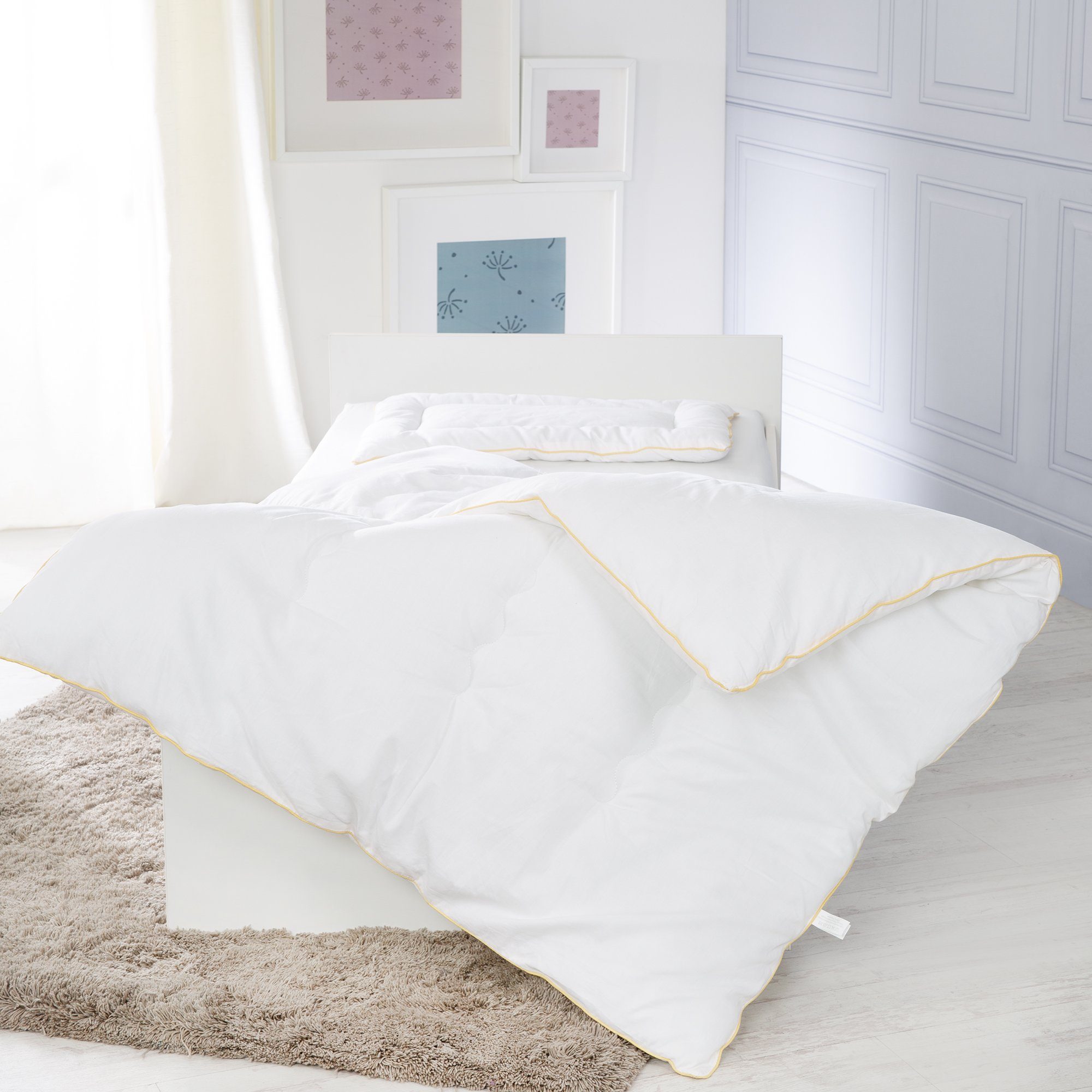 roba® Kinderbettdecke + Kopfkissen Kindersteppbett, ganzjähriges Baby-Set (Inlett)