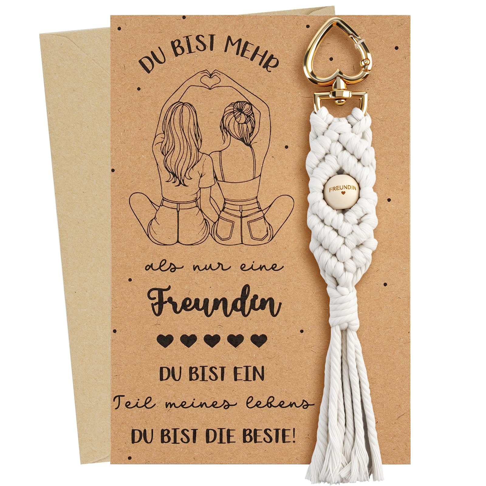 FOUORTUNATE-BEE Schlüsselanhänger Schlüsselanhänger Geschenk Freundin Mama Set mit Karte Umschlag, Geschenk Set Freundin Mutter Karte Umschlag Erinnerung Idee