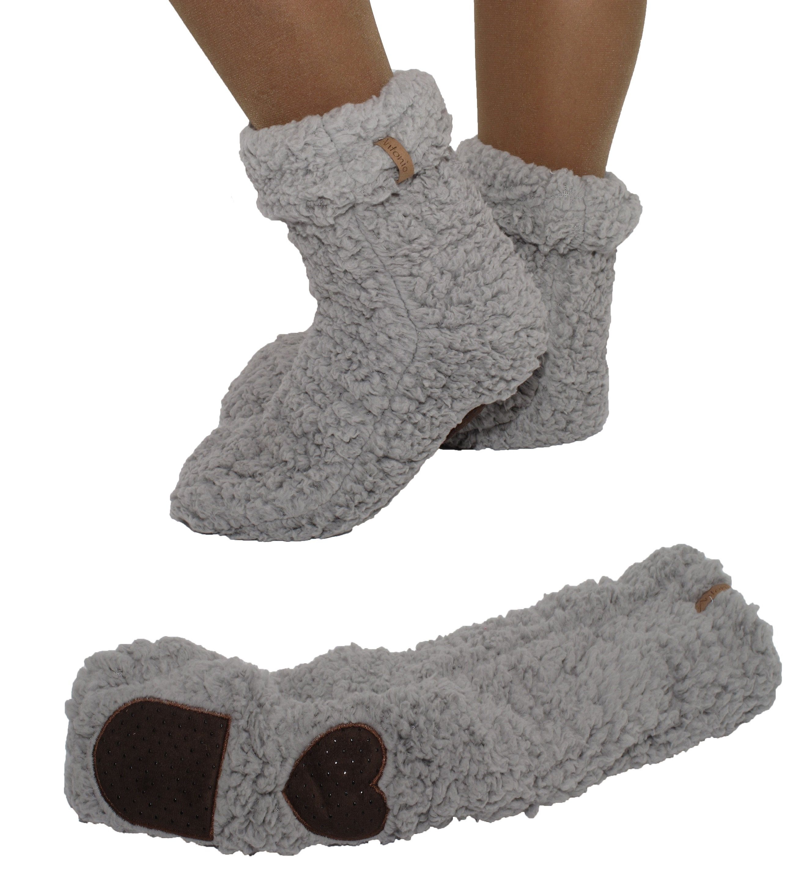 Markenwarenshop-Style Haussocken Hüttensocken Hausschuhe Herz-ABS-Sohle Mähmäh ONE SIZE 35-42 Farbe: