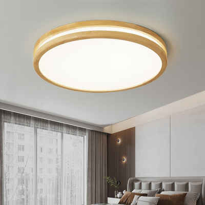 style home Deckenleuchte LED Deckenlampe, 96W, Ø50*6cm, Holz, voll dimmbar mit Fernbedienung, Warmweiß bis Kaltweiß, moderne Leuchte für Wohnzimmer, Schlafzimmer, Büro