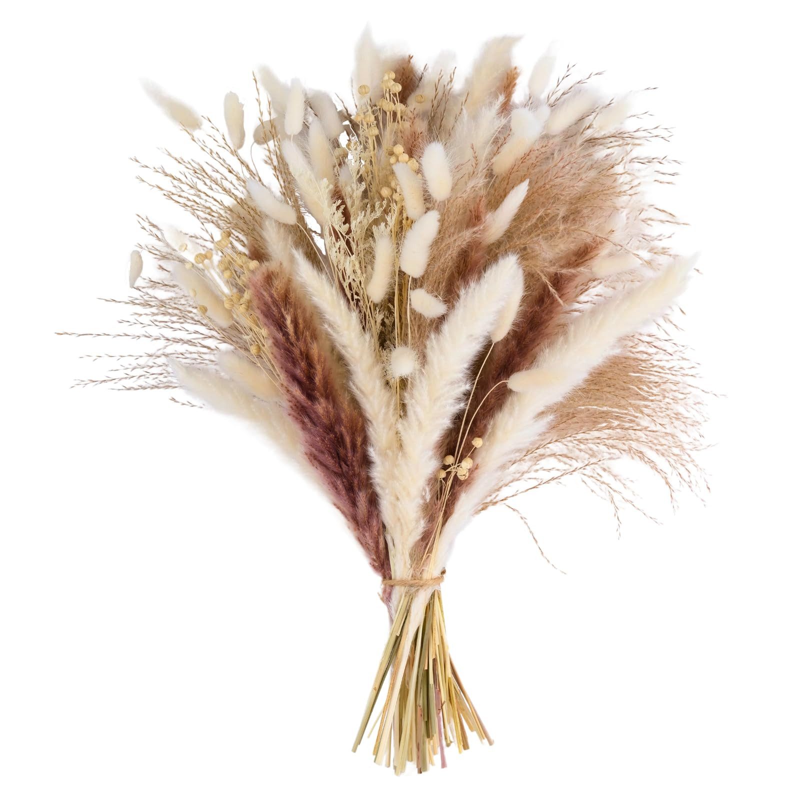 Trockenblume Trockenblumen Pampasgras Bouquet 44 cm Deko Boho Vase Hochzeit Set, FOUORTUNATE-BEE, Für Wohnzimmer Hochzeit Tischdeko Boho Vase Kranz DIY Dekoration
