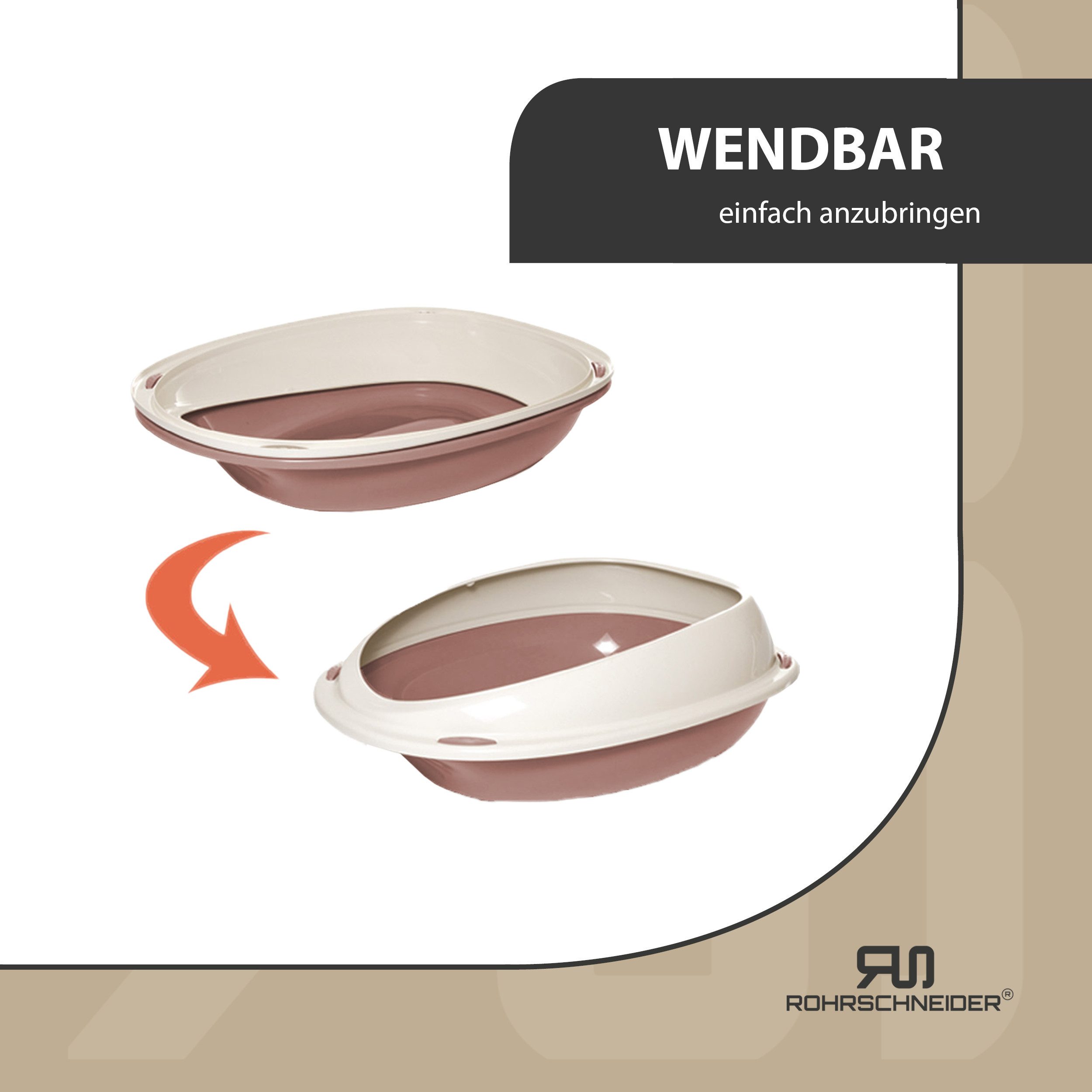 Rohrschneider Katzentoilette Katzenklo für große Katzen, hoher Rand, platzsparende Schalentoilette