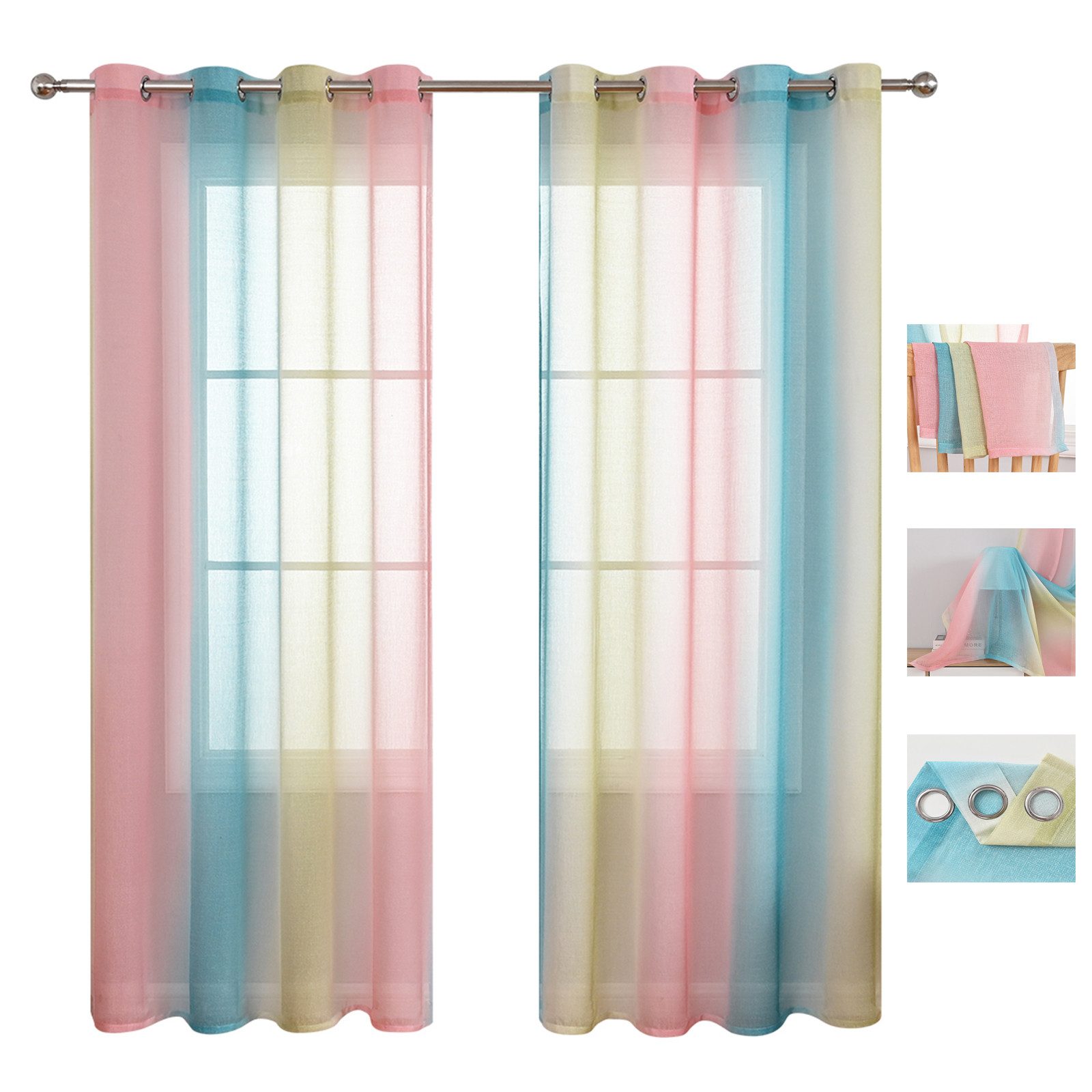 BTTO V&G Scheibengardine 1/2er Set Vorhang, Ösen Gardine Transparente Voile günstig online kaufen