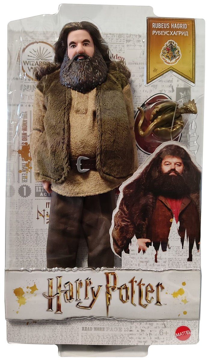Harry Potter Anziehpuppe Mattel GKT94 Harry Potter Rubeus Hagrid Puppe mit (Packung, 2-tlg., Puppe mit Kleidung (Hose, Pullover, Weste, Gürtel) und Drachenbaby Norbert)