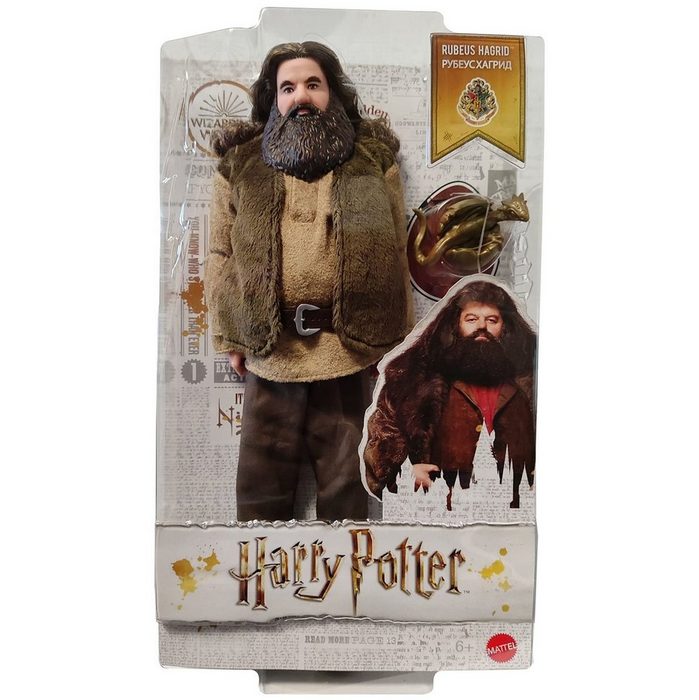 Harry Potter Anziehpuppe Mattel GKT94 Harry Potter Rubeus Hagrid Puppe mit (Packung 2-tlg. Puppe mit Kleidung (Hose Pullover Weste Gürtel) und Drachenbaby Norbert)